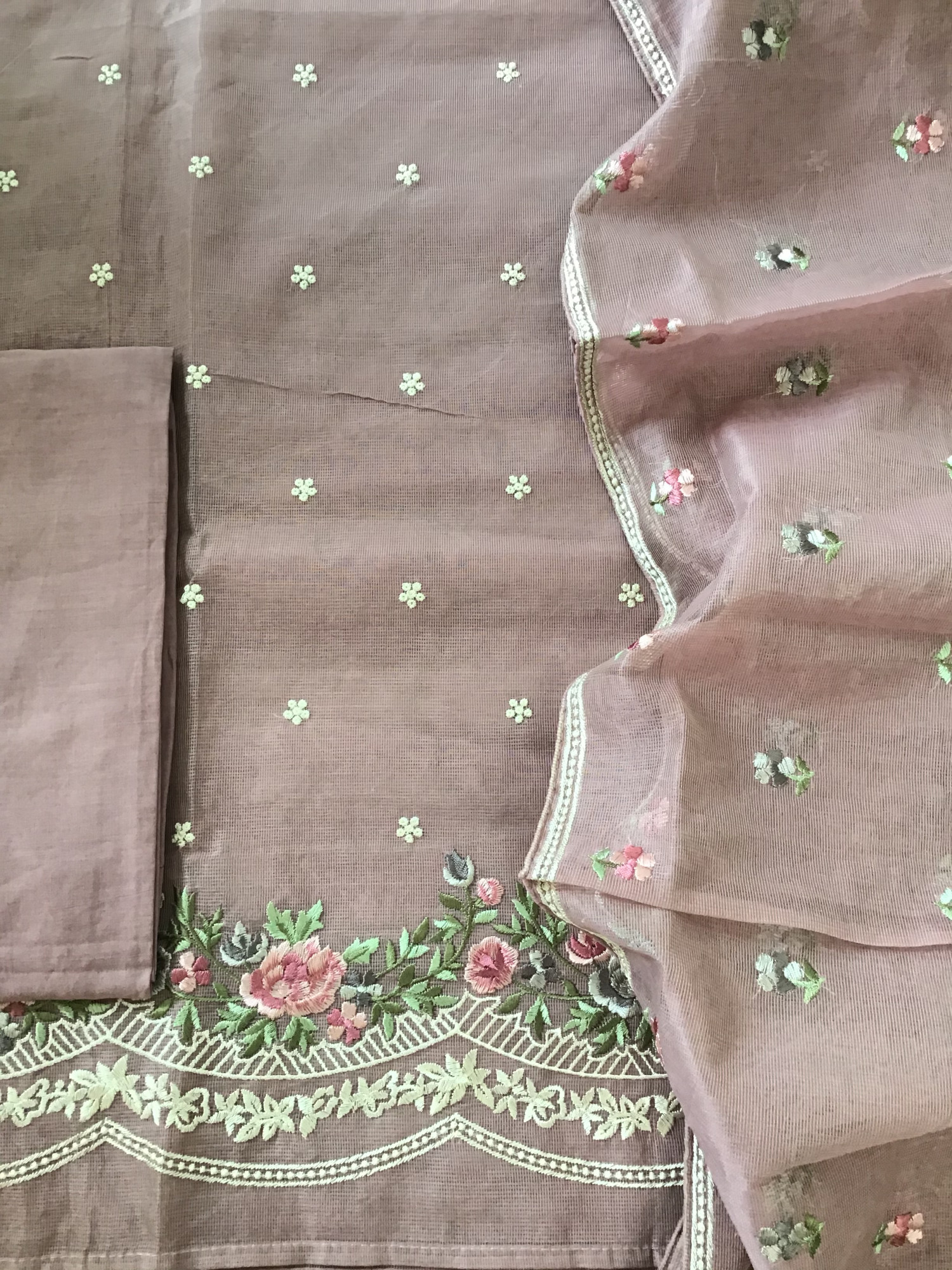 Soft Supernet Embroidered Suit - Mauve