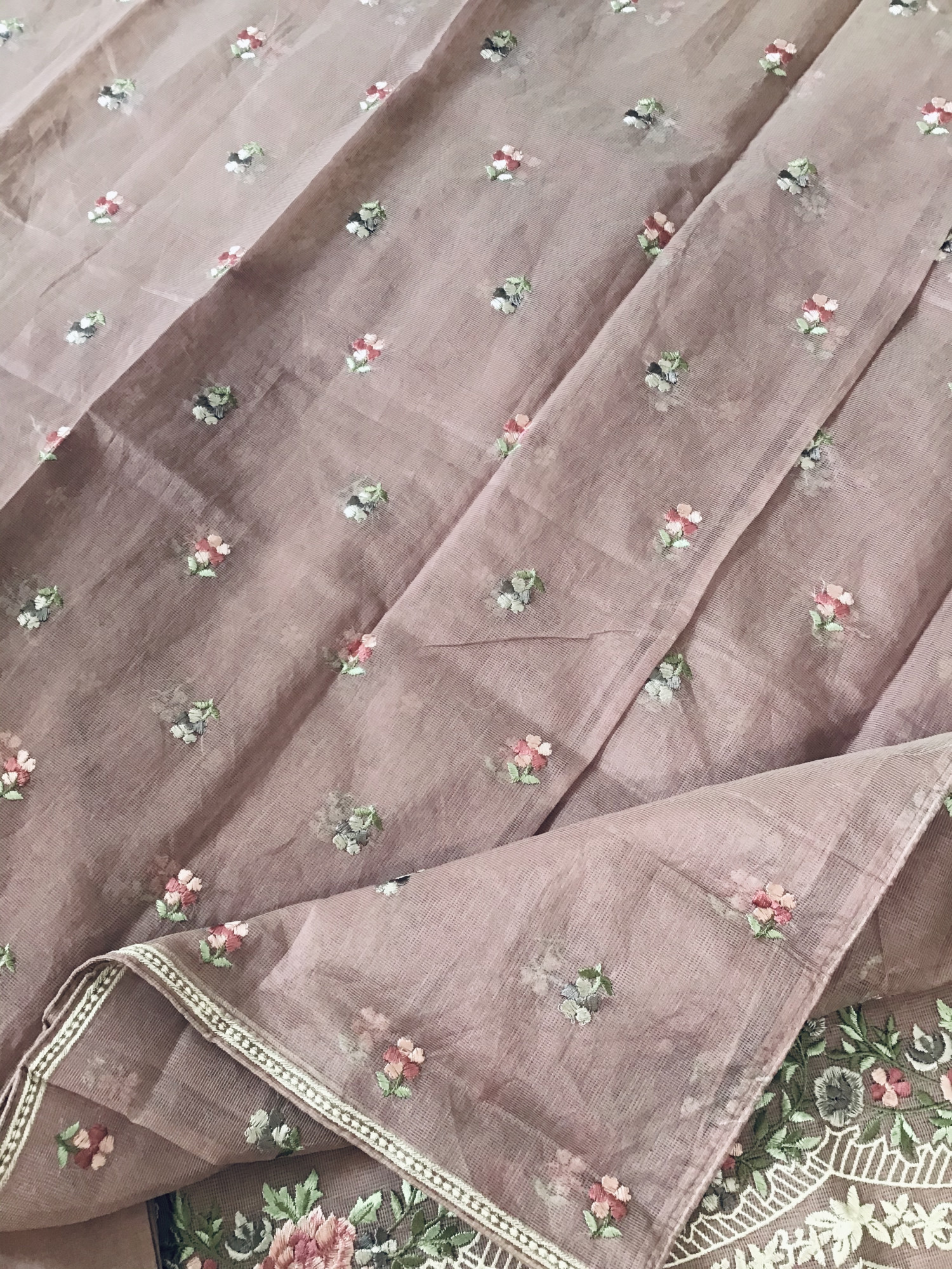 Soft Supernet Embroidered Suit - Mauve