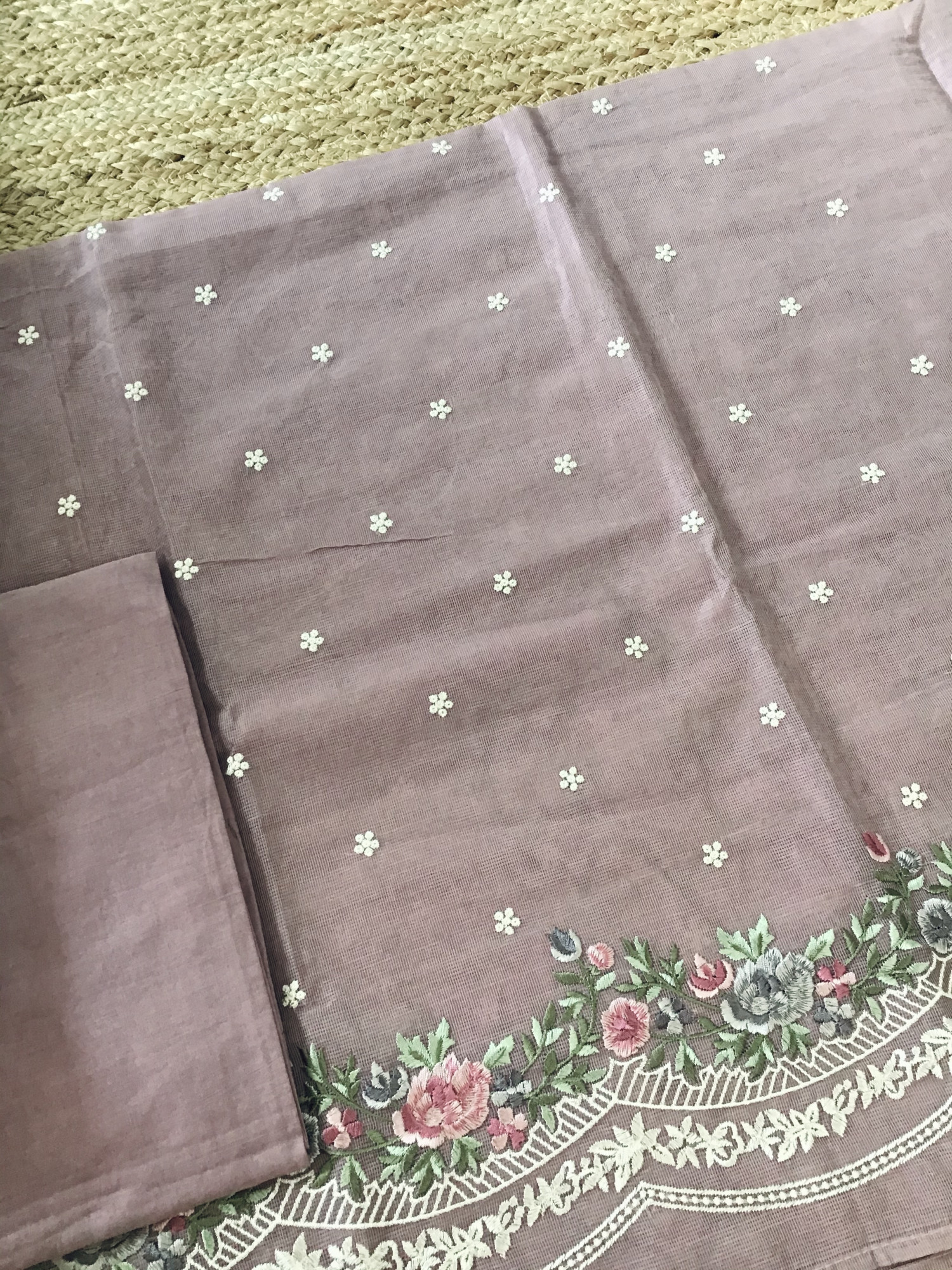 Soft Supernet Embroidered Suit - Mauve