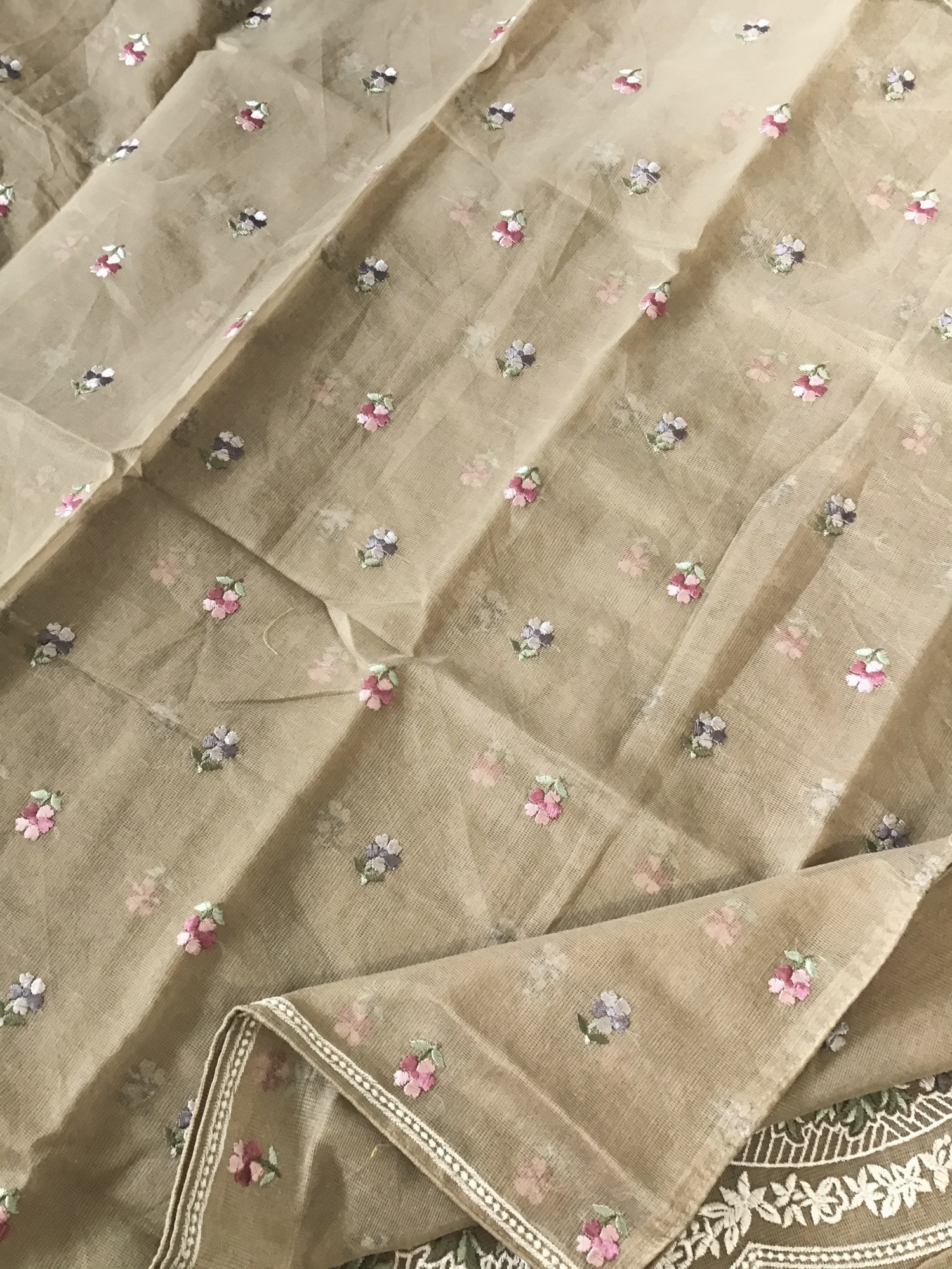 Soft Supernet Embroidered Suit - Brown