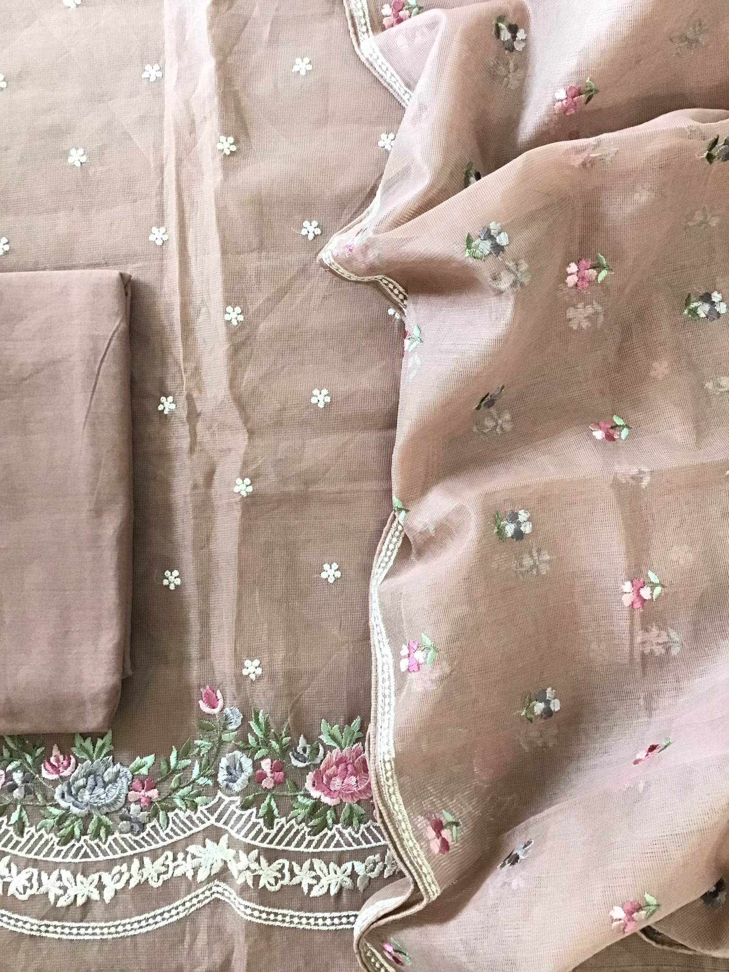 Soft Supernet Embroidered Suit - Onion Pink