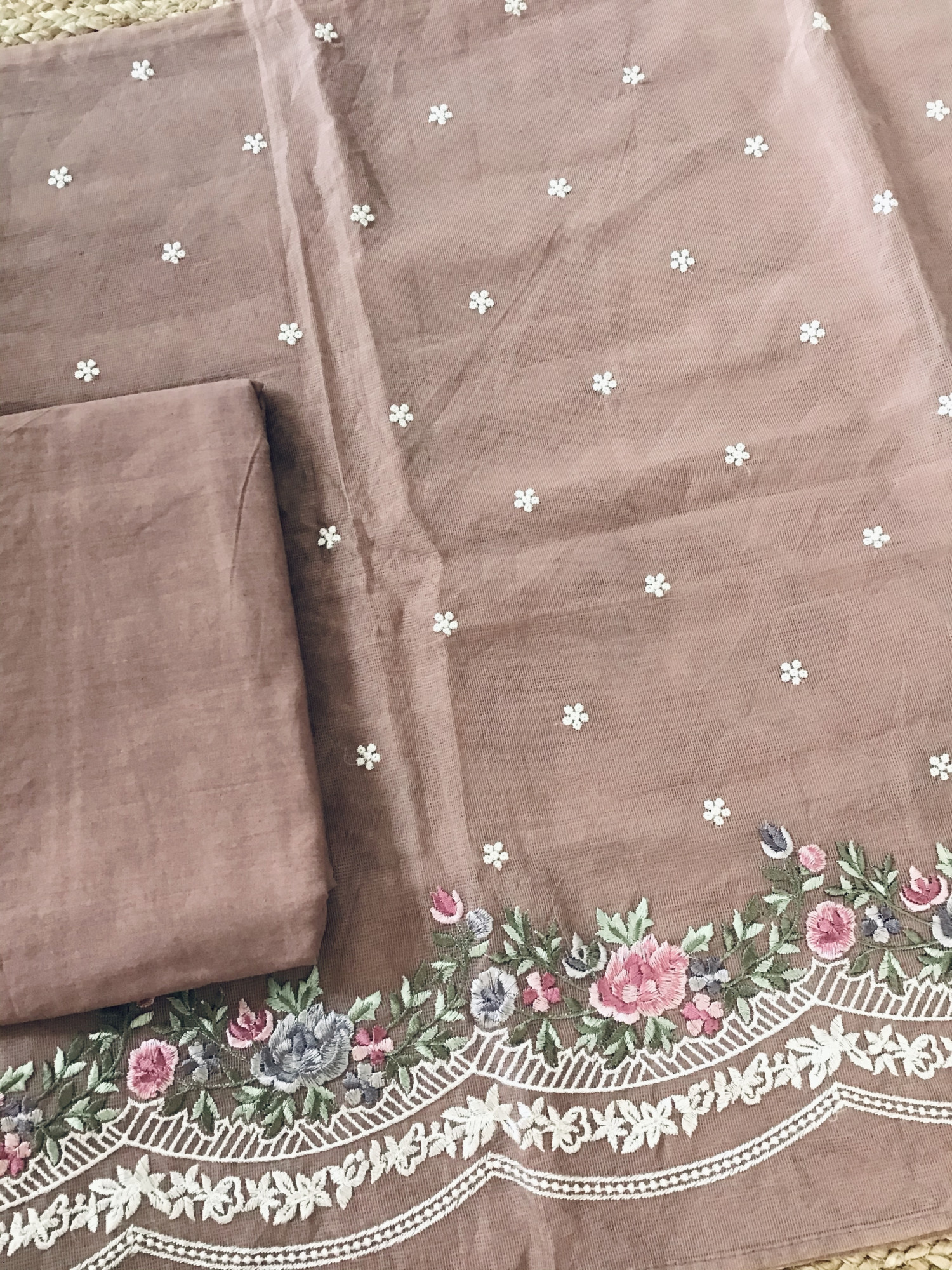 Soft Supernet Embroidered Suit - Onion Pink