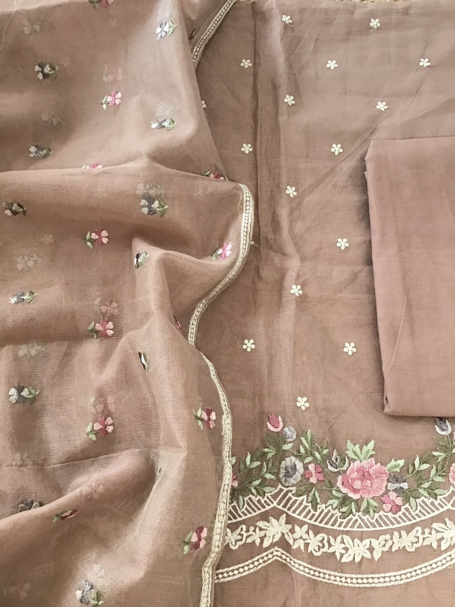 Soft Supernet Embroidered Suit - Onion Pink