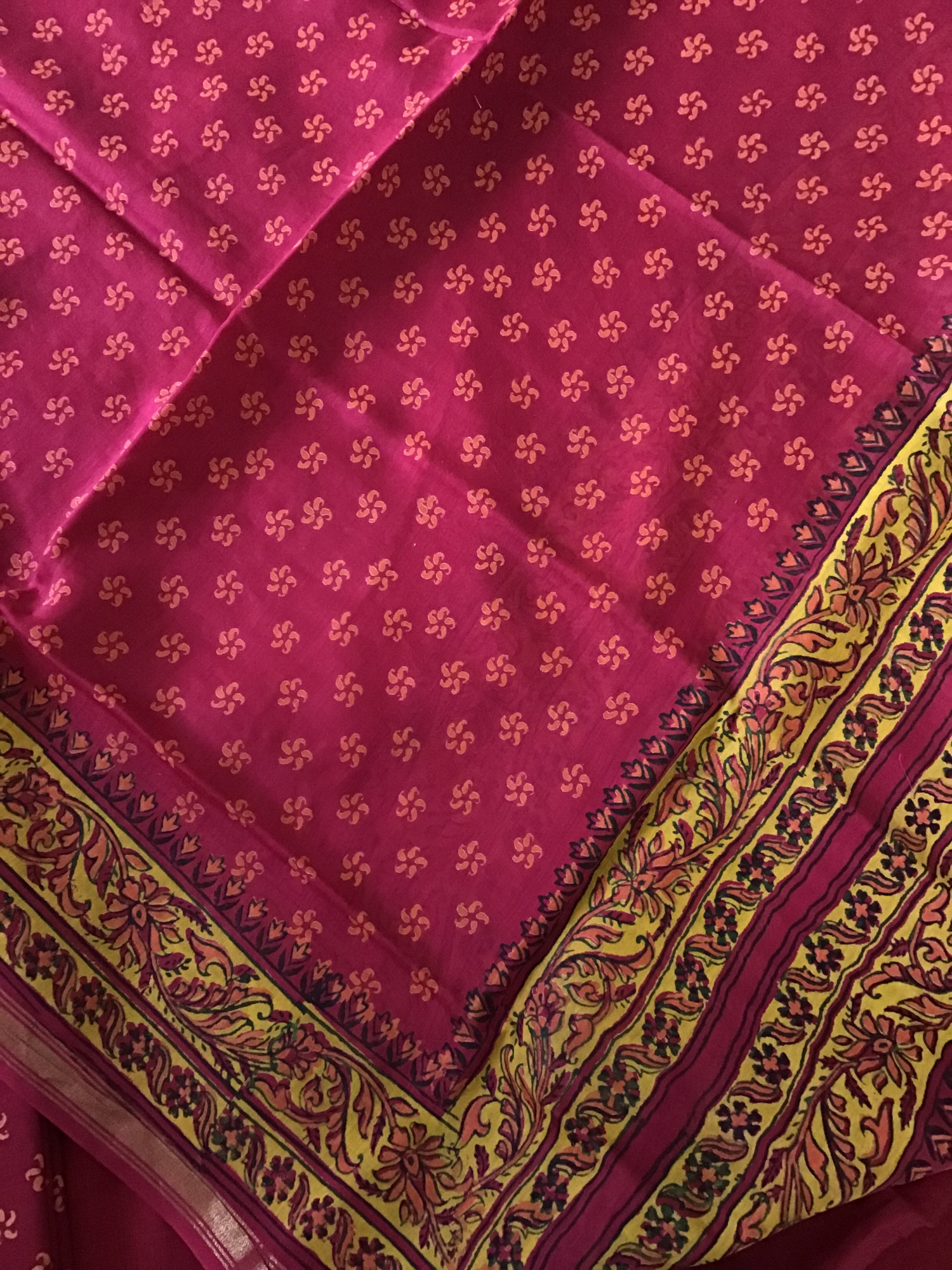Pure Handloom Cotton Printed Embroidered Suit - Maroon