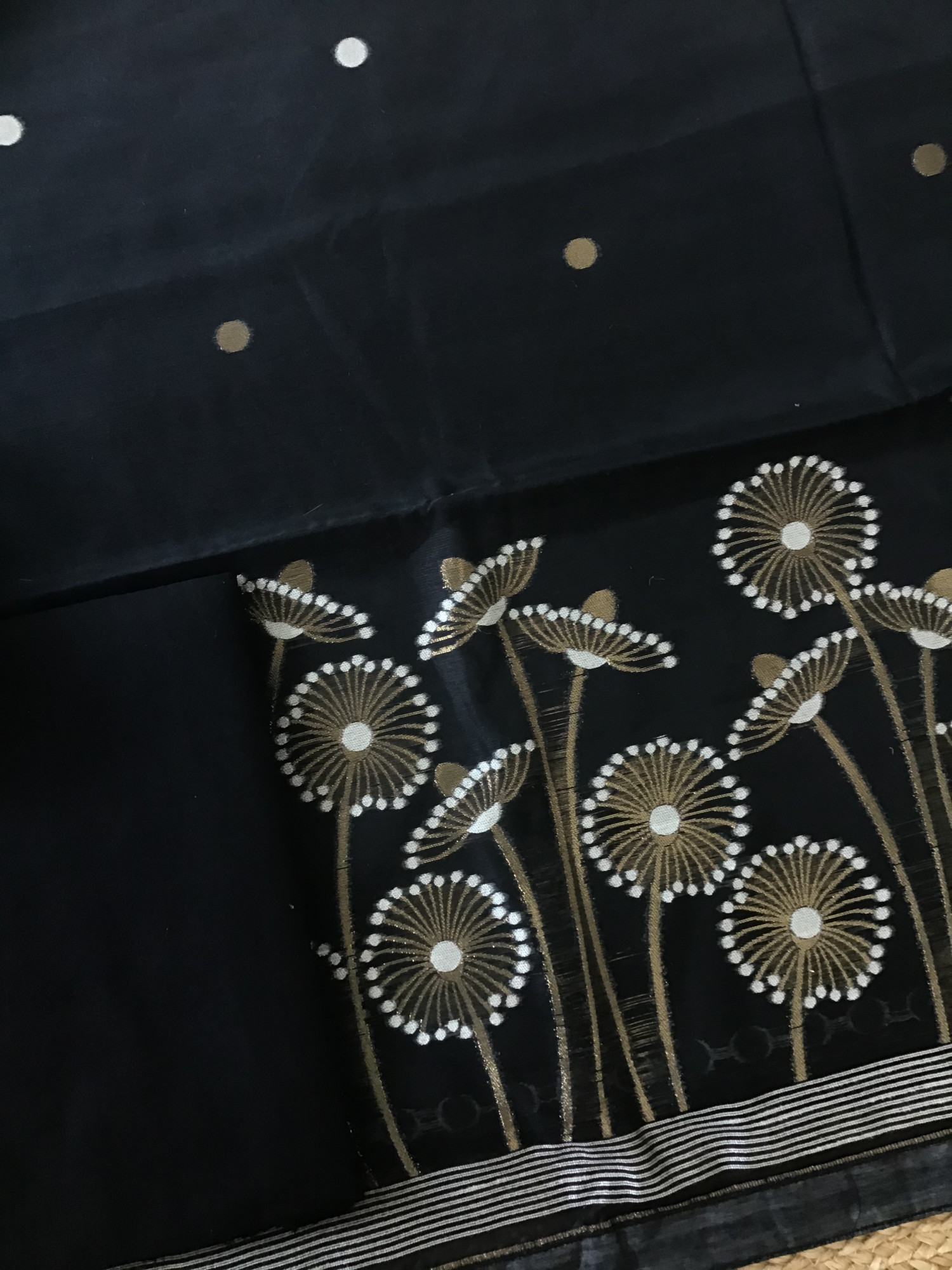 Soft Slub Chanderi Jamdani Weaved Suit - Black