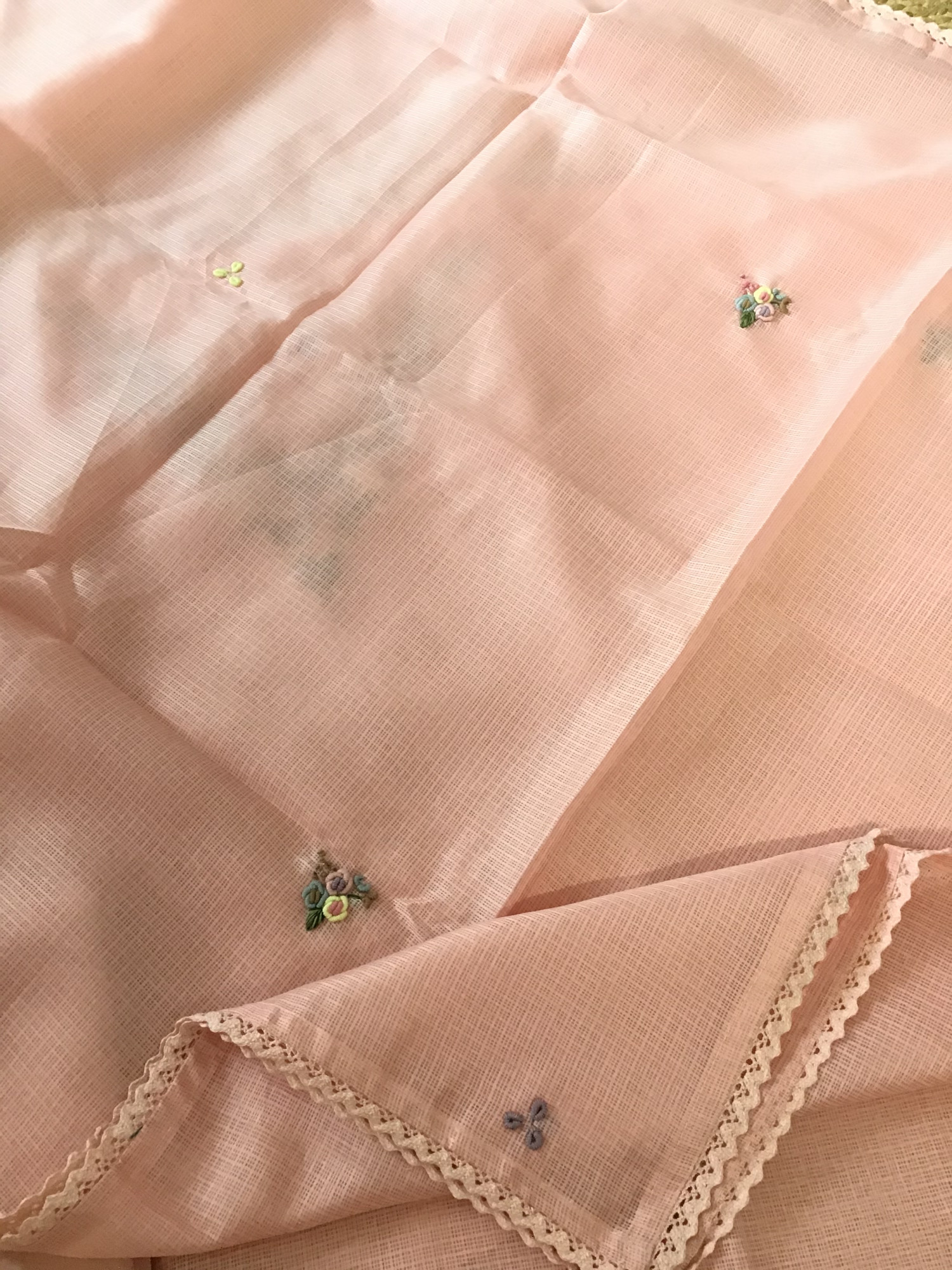 Soft Kota Silk Embroidered Suit - Peach