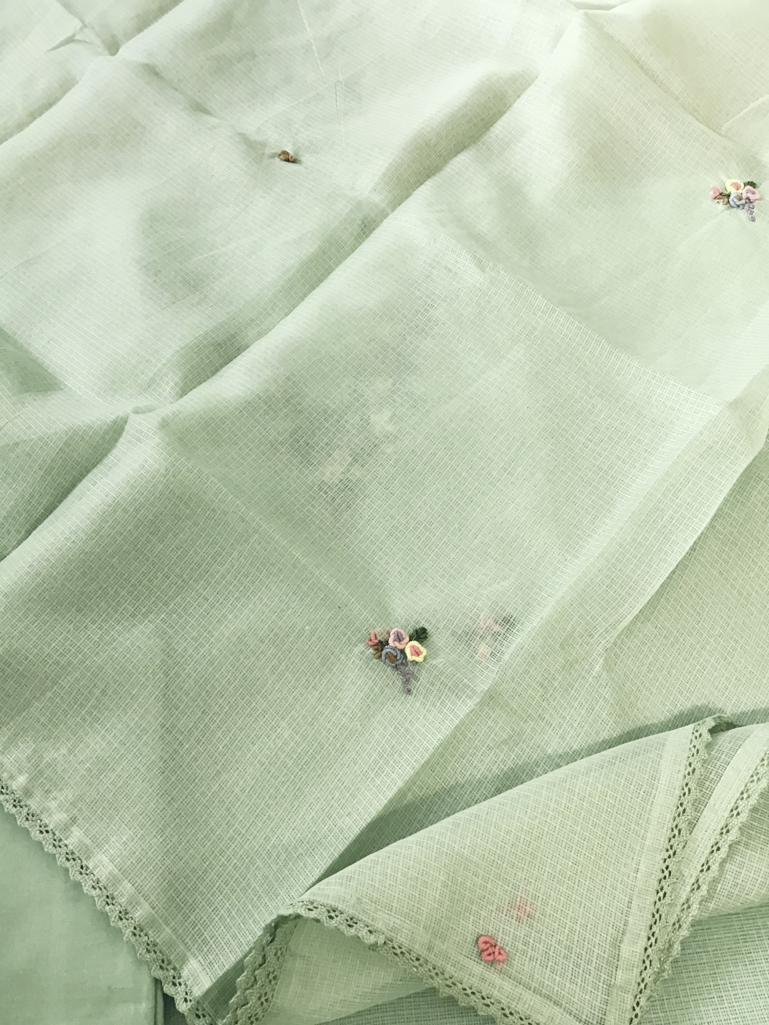 Soft Kota Silk Embroidered Suit - Green