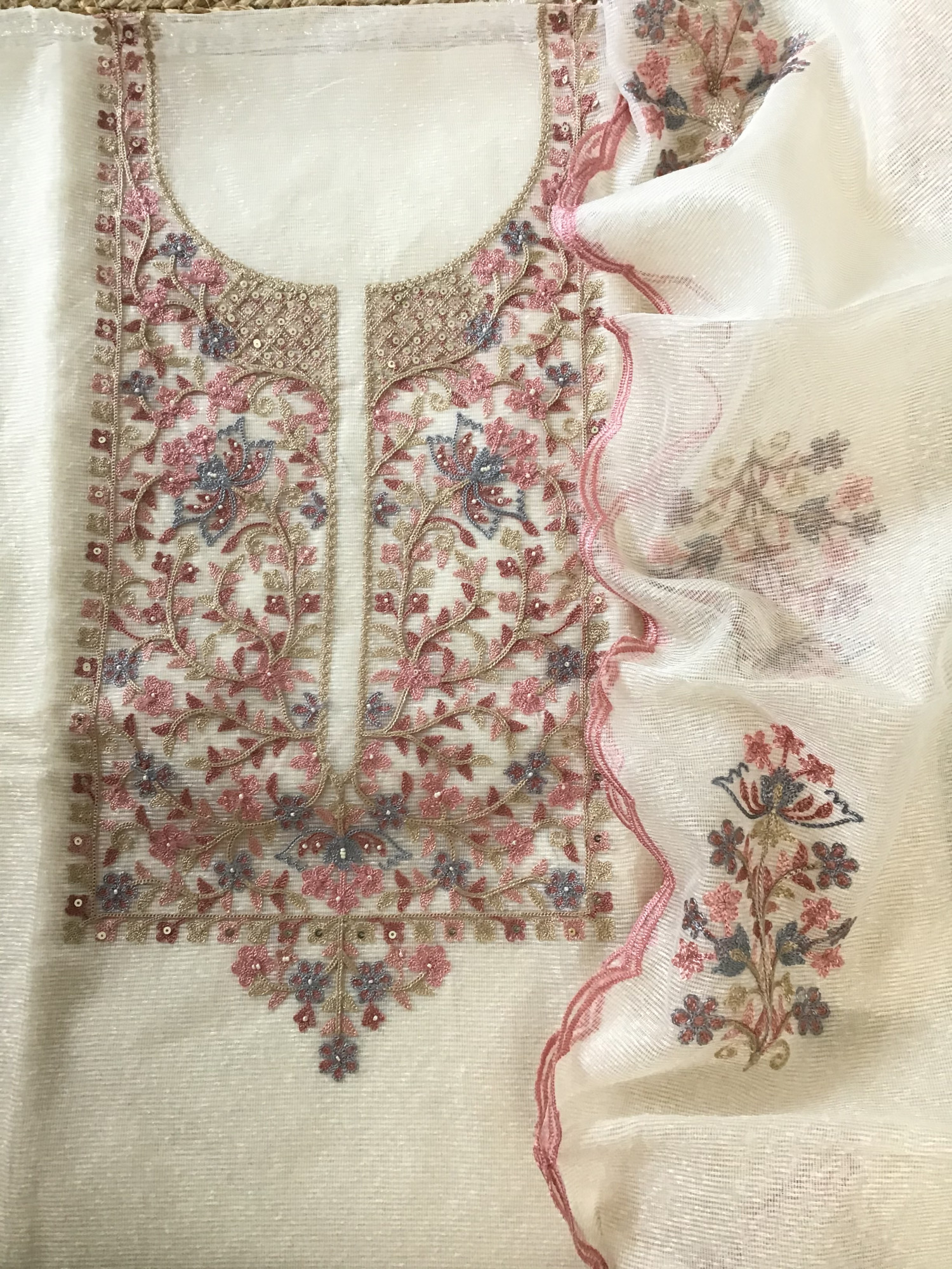 Soft Supernet Embroidered Suit - Offwhite