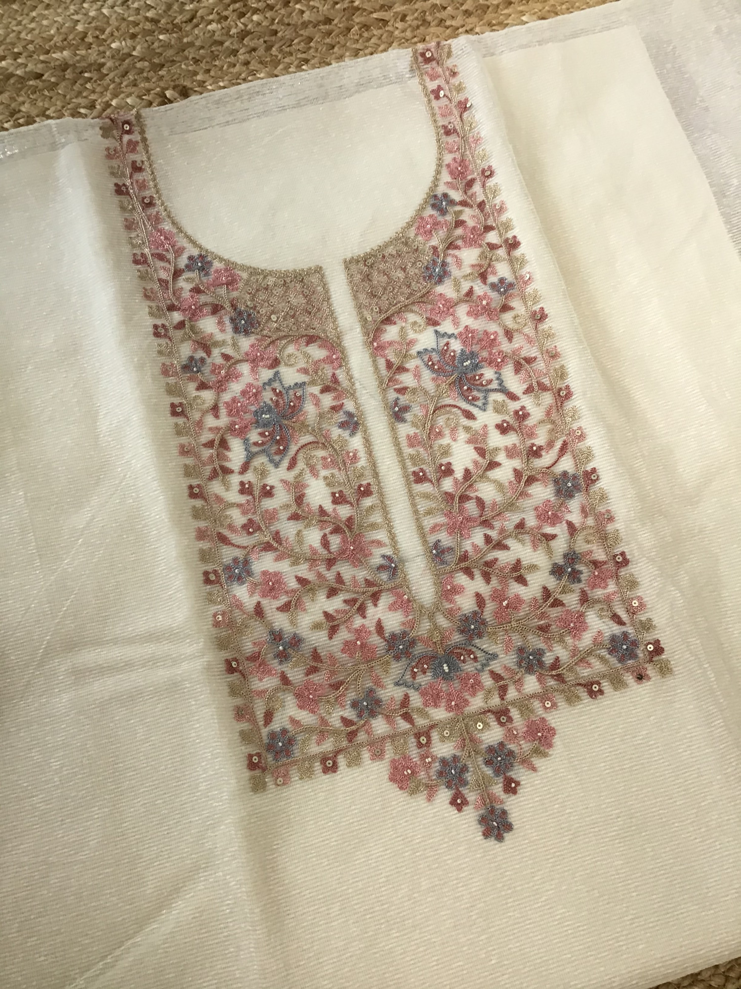 Soft Supernet Embroidered Suit - Offwhite