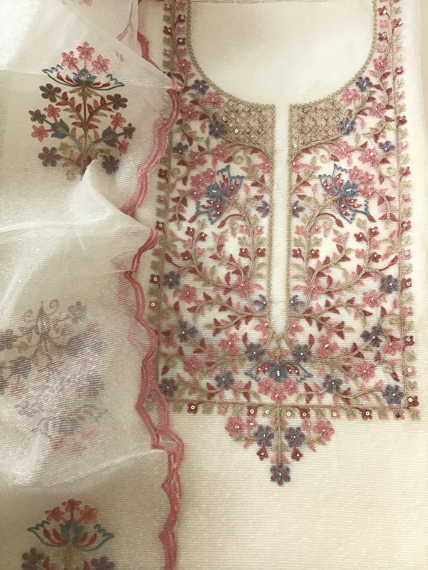 Soft Supernet Embroidered Suit - Offwhite