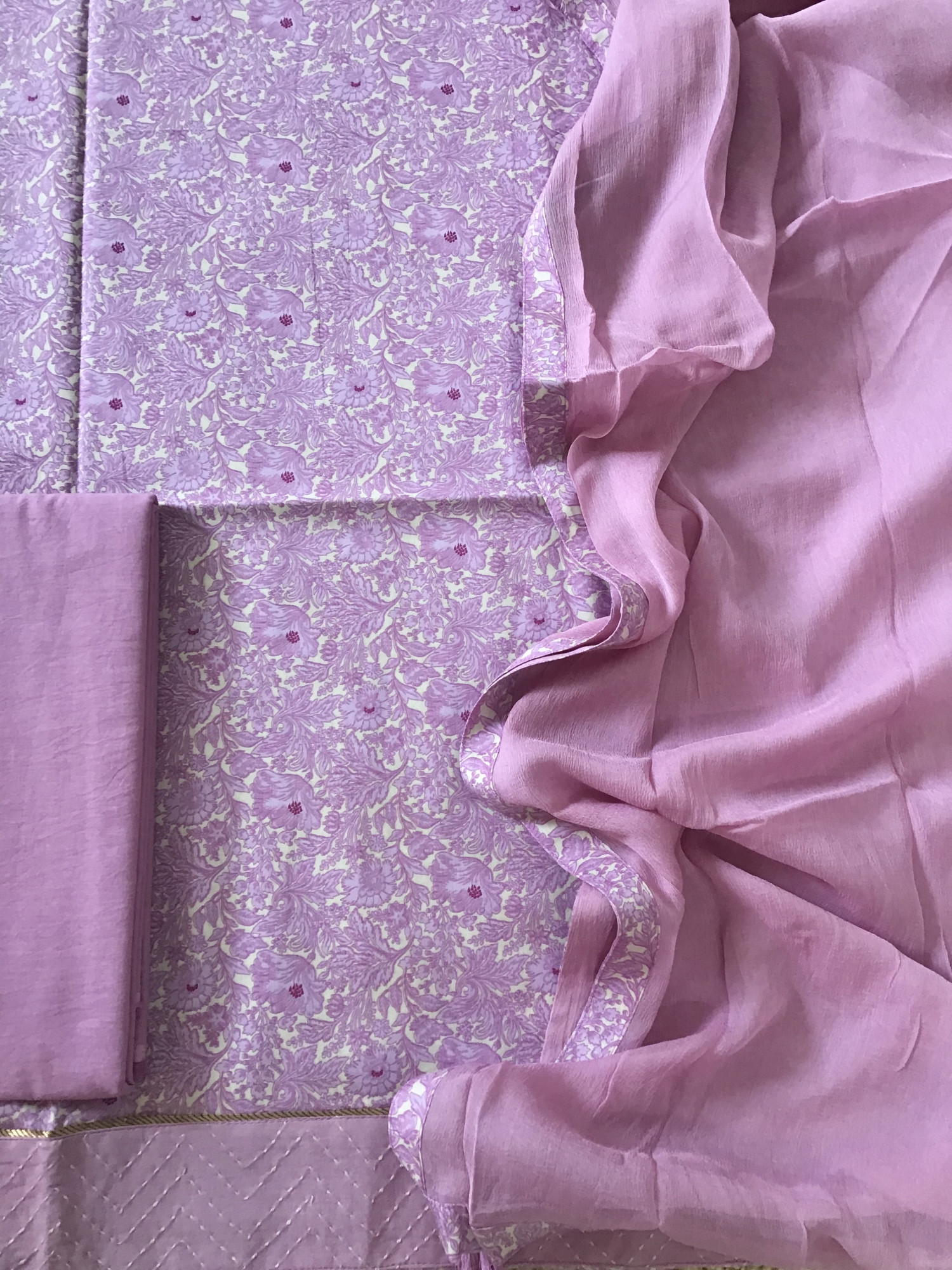 Soft Muslin Printed Suit - Purple