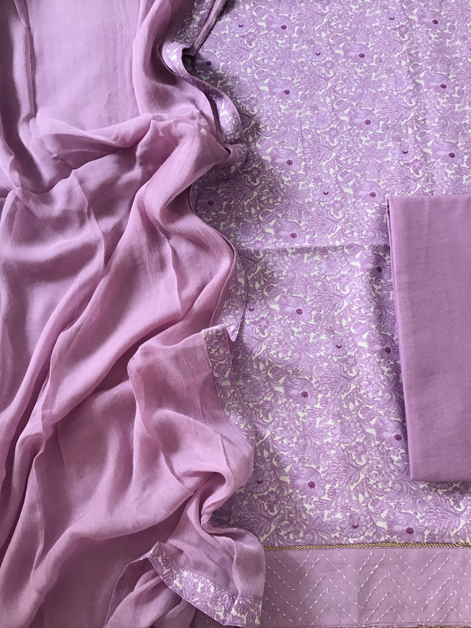 Soft Muslin Printed Suit - Purple