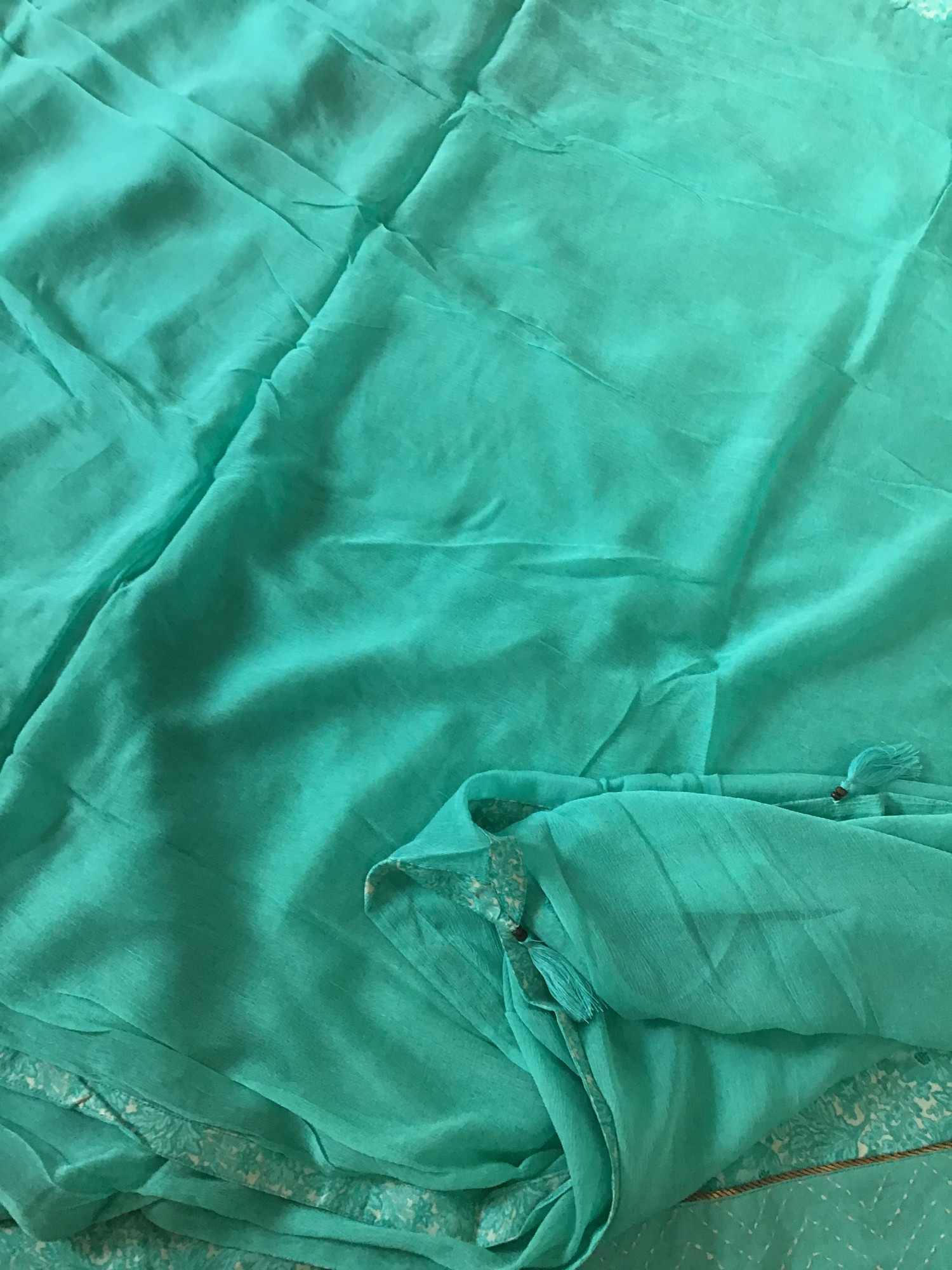 Soft Muslin Printed Suit - Sea Green