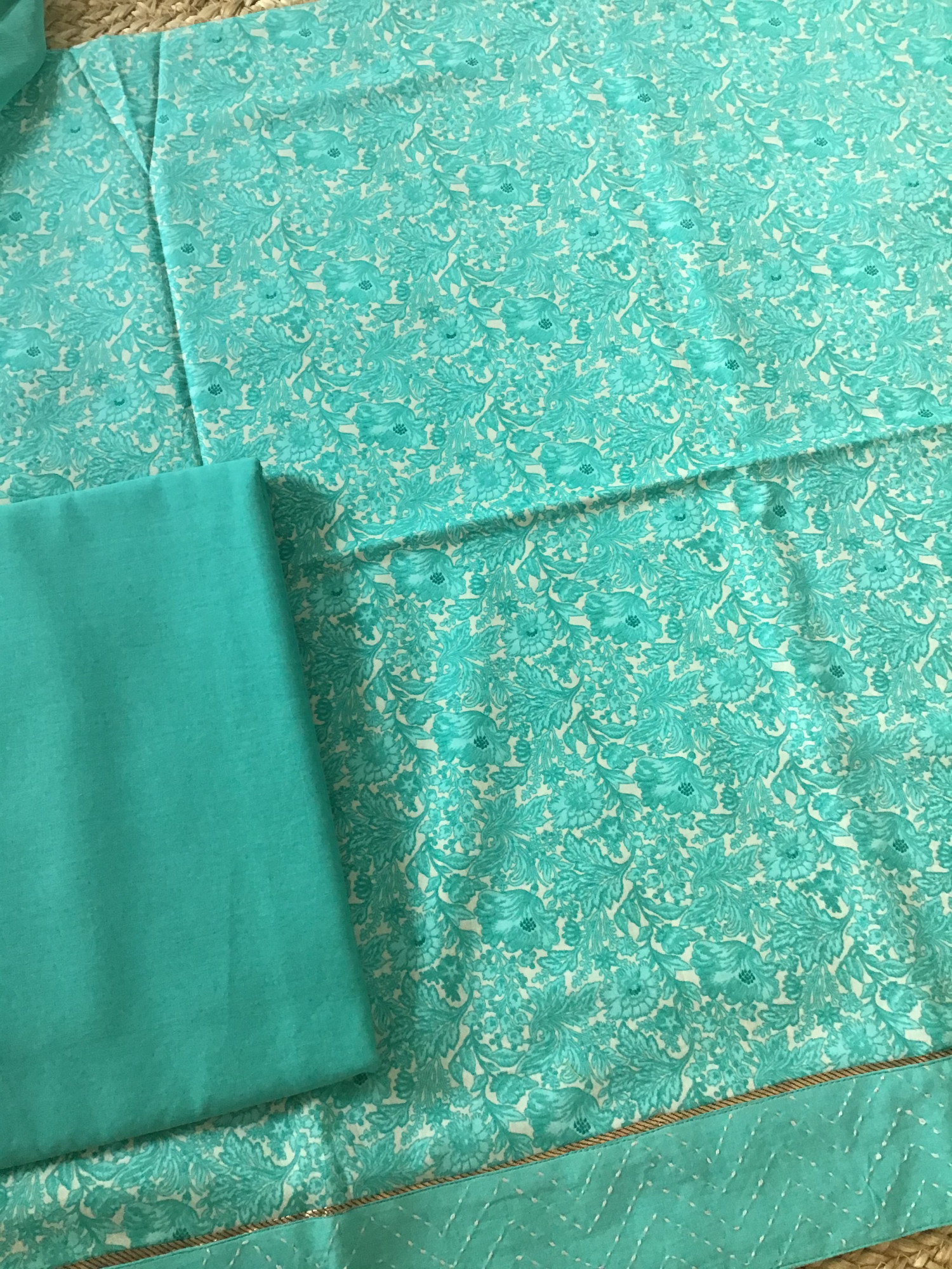 Soft Muslin Printed Suit - Sea Green