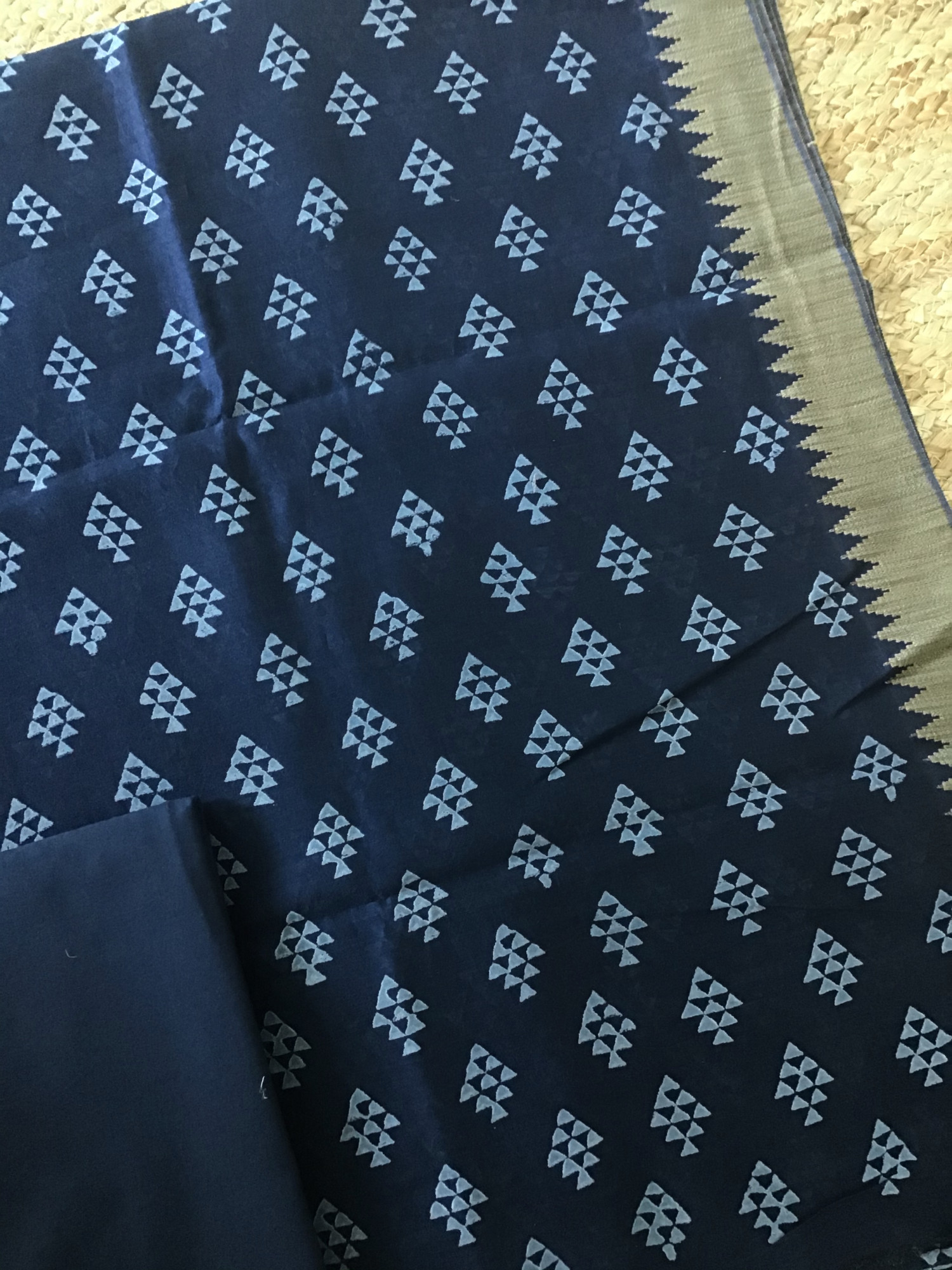 Pure Chanderi Printed Suit - Blue