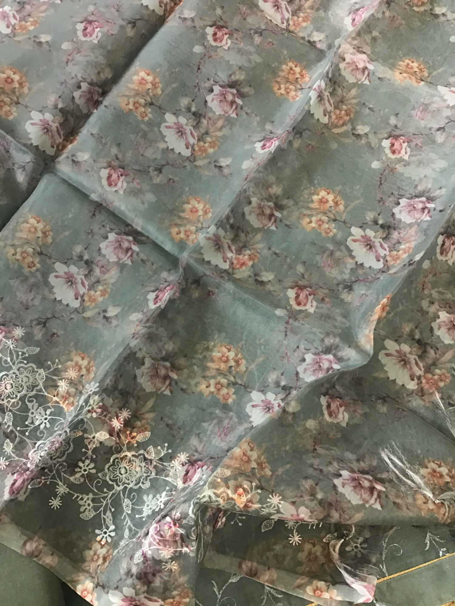 Pure Chanderi Printed Embroidered Suit - Green