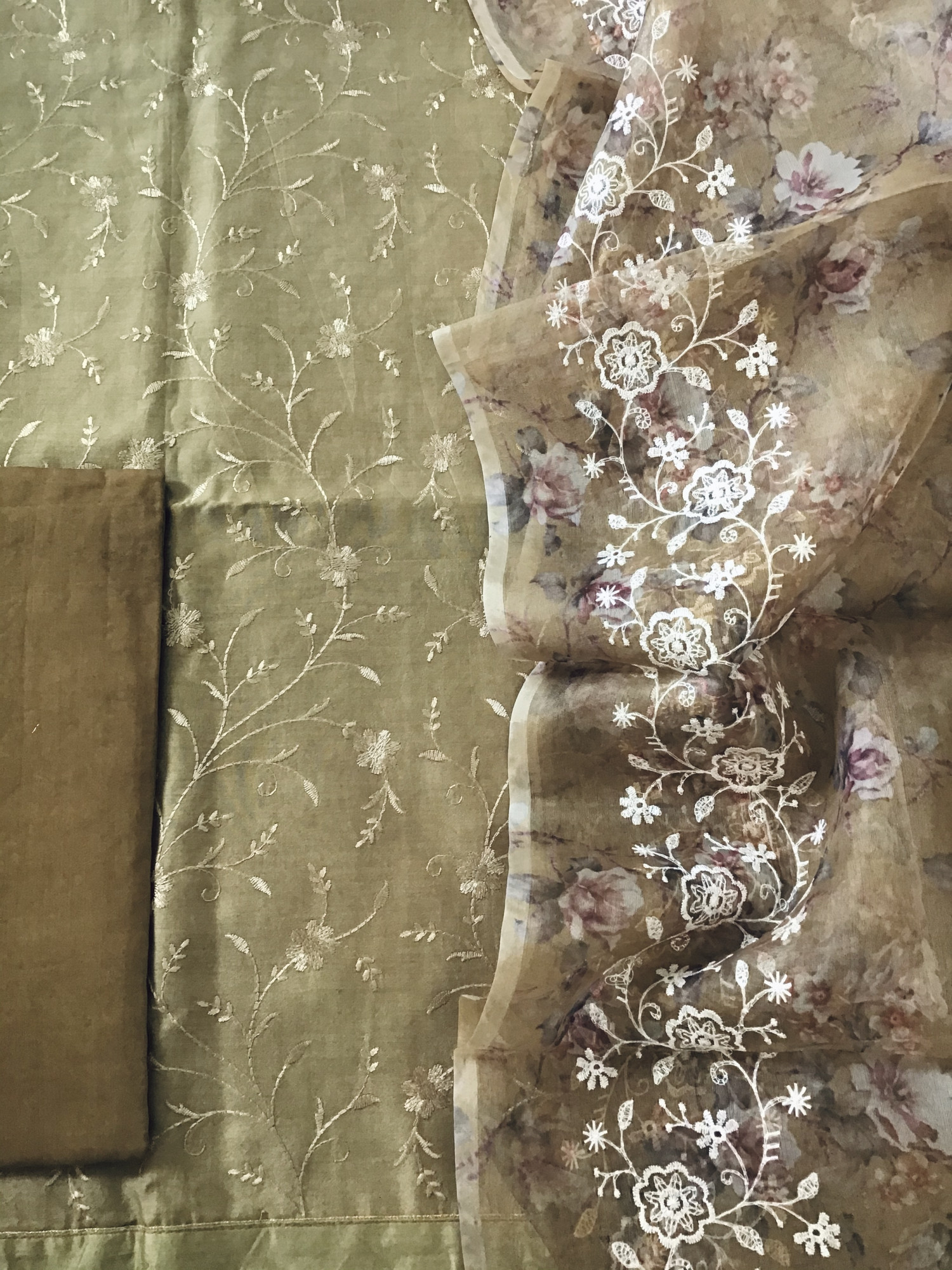 Pure Chanderi Printed Embroidered Suit - Yellow