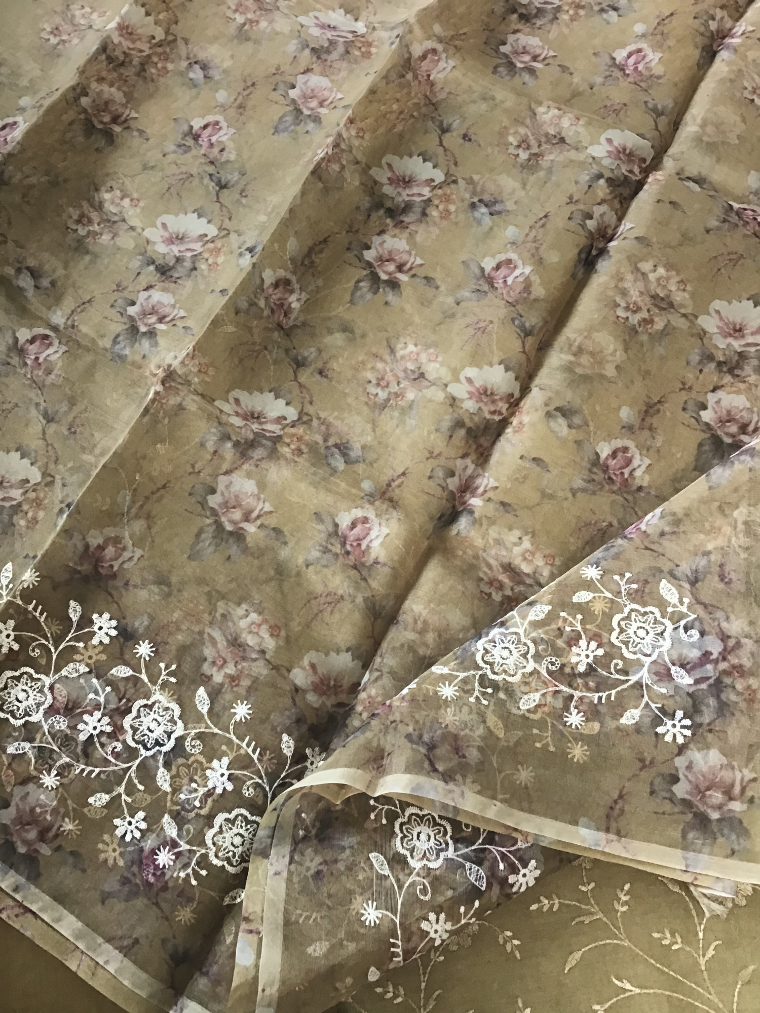 Pure Chanderi Printed Embroidered Suit - Yellow