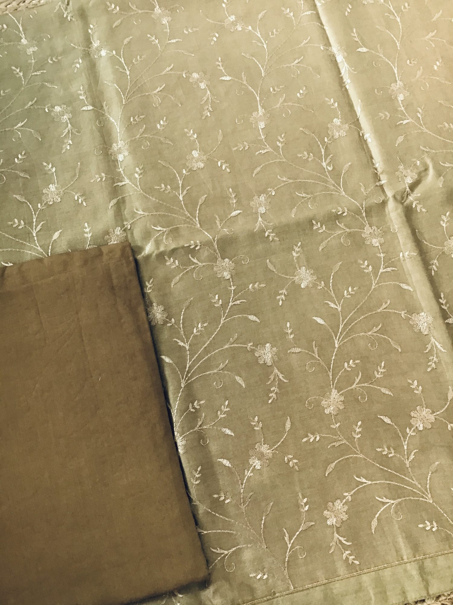 Pure Chanderi Printed Embroidered Suit - Yellow