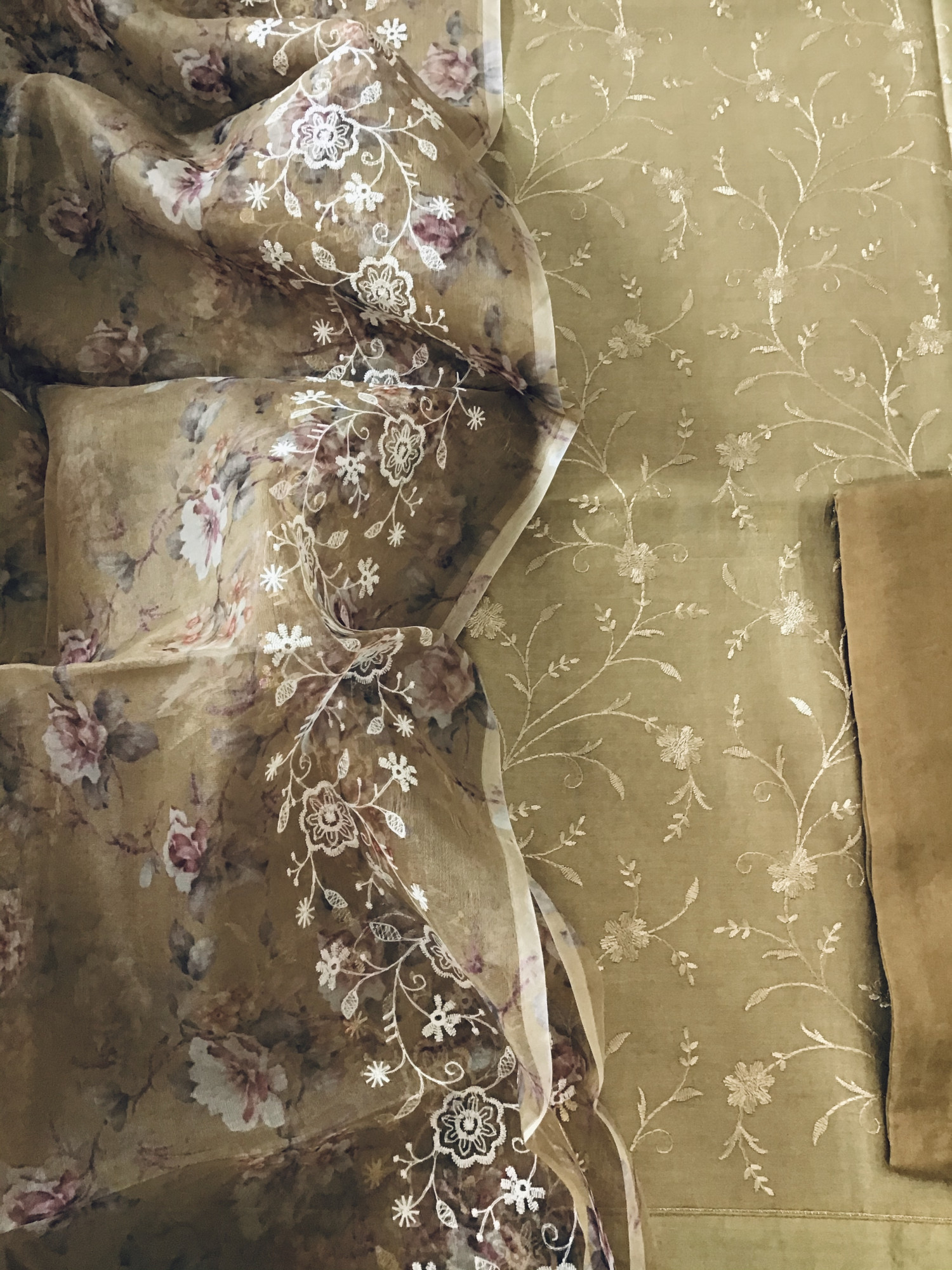 Pure Chanderi Printed Embroidered Suit - Yellow