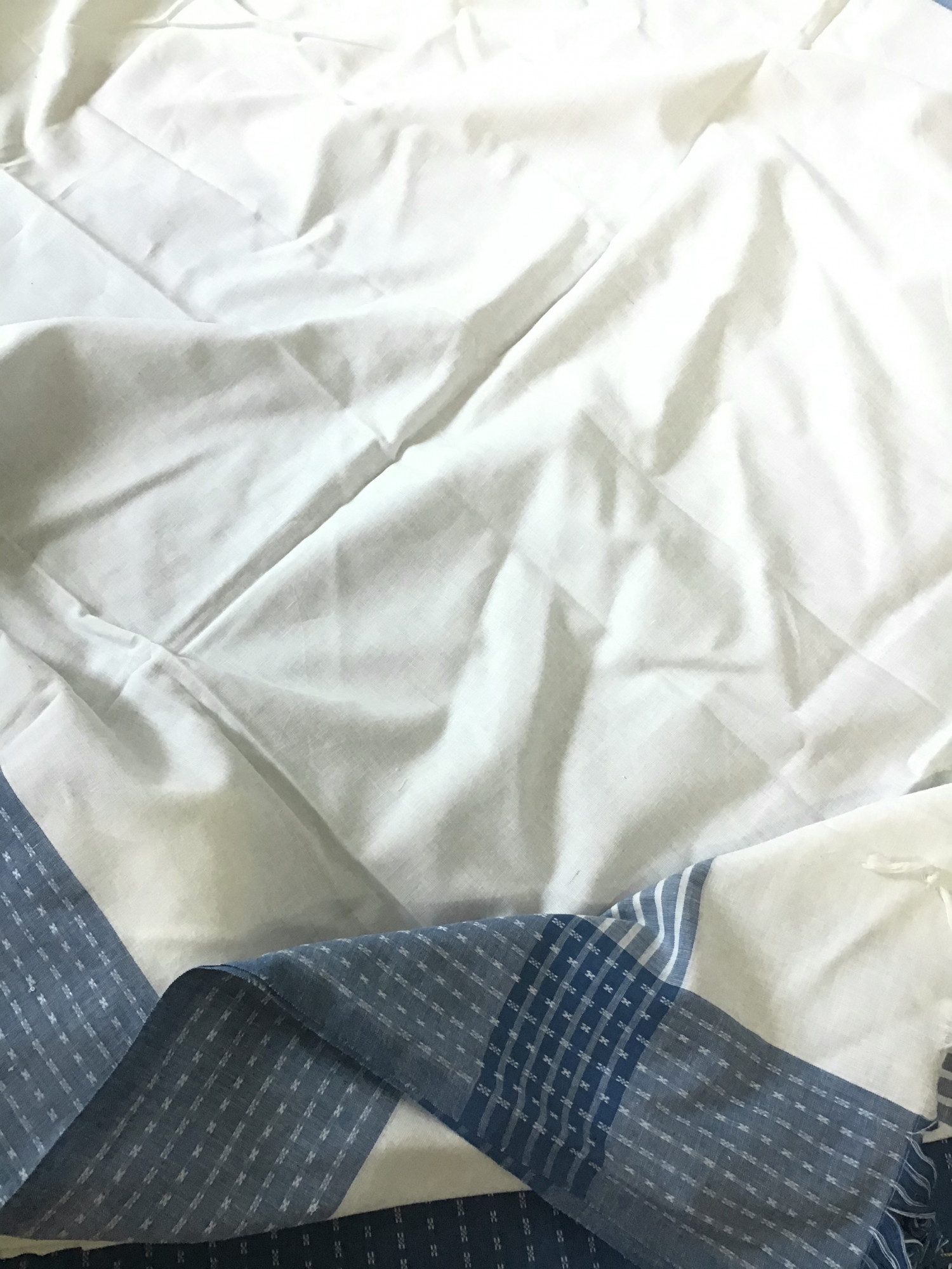 Pure Fine Handloom Cotton Self Weaved Suit - Blue