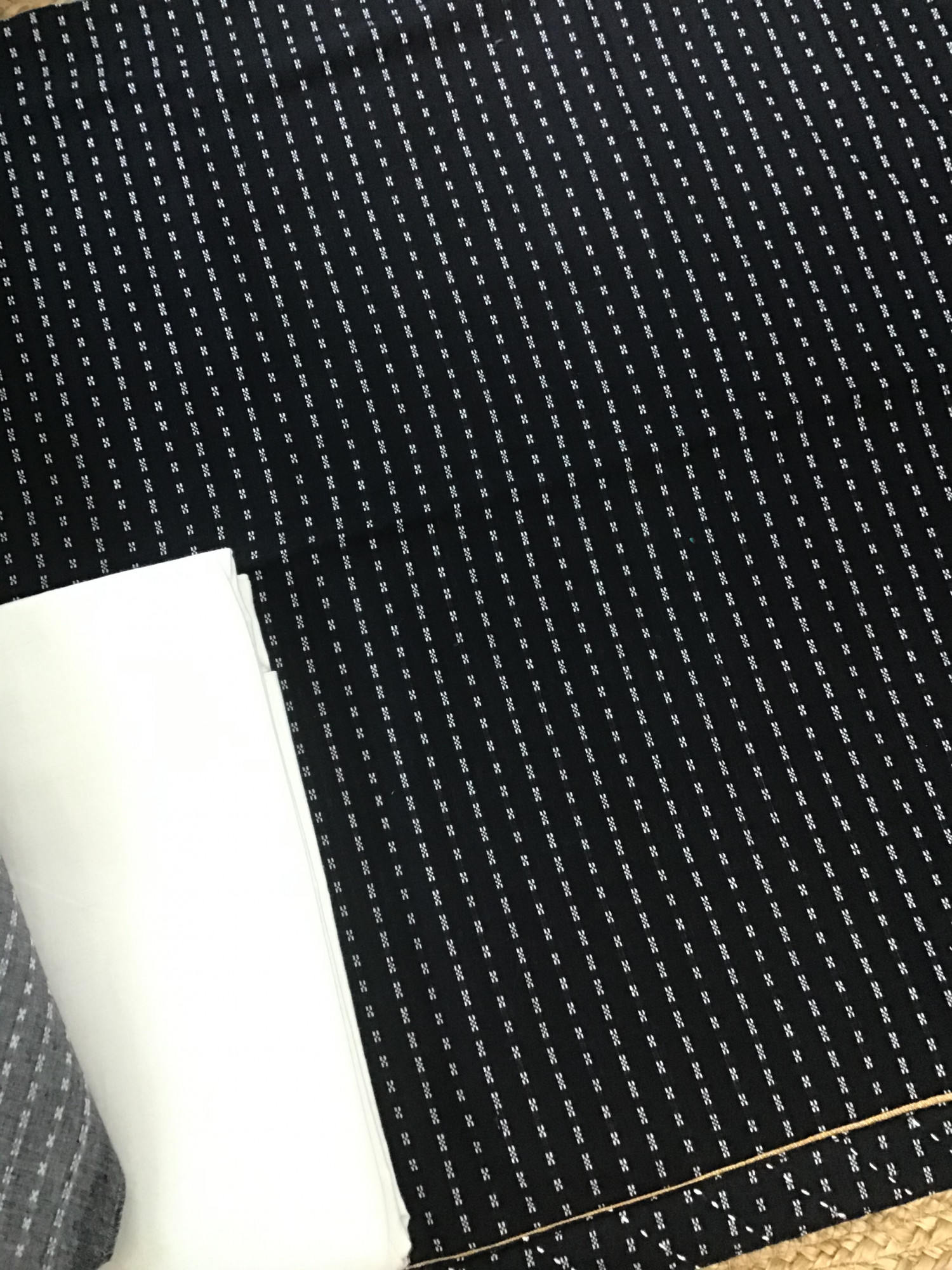 Pure Fine Handloom Cotton Self Weaved Suit - Black