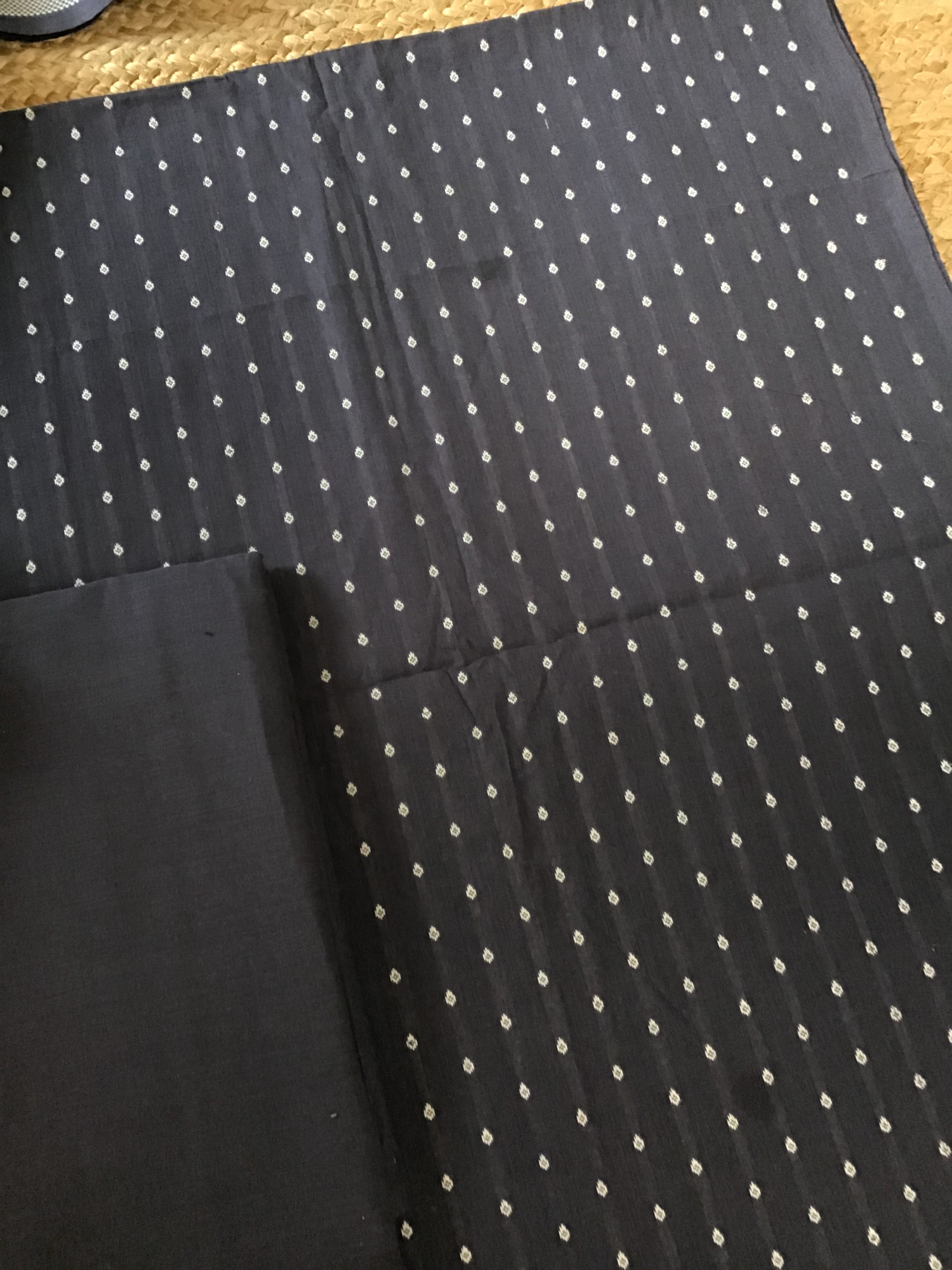 Pure Fine Handloom Cotton Self Weaved Suit - Dark Grey