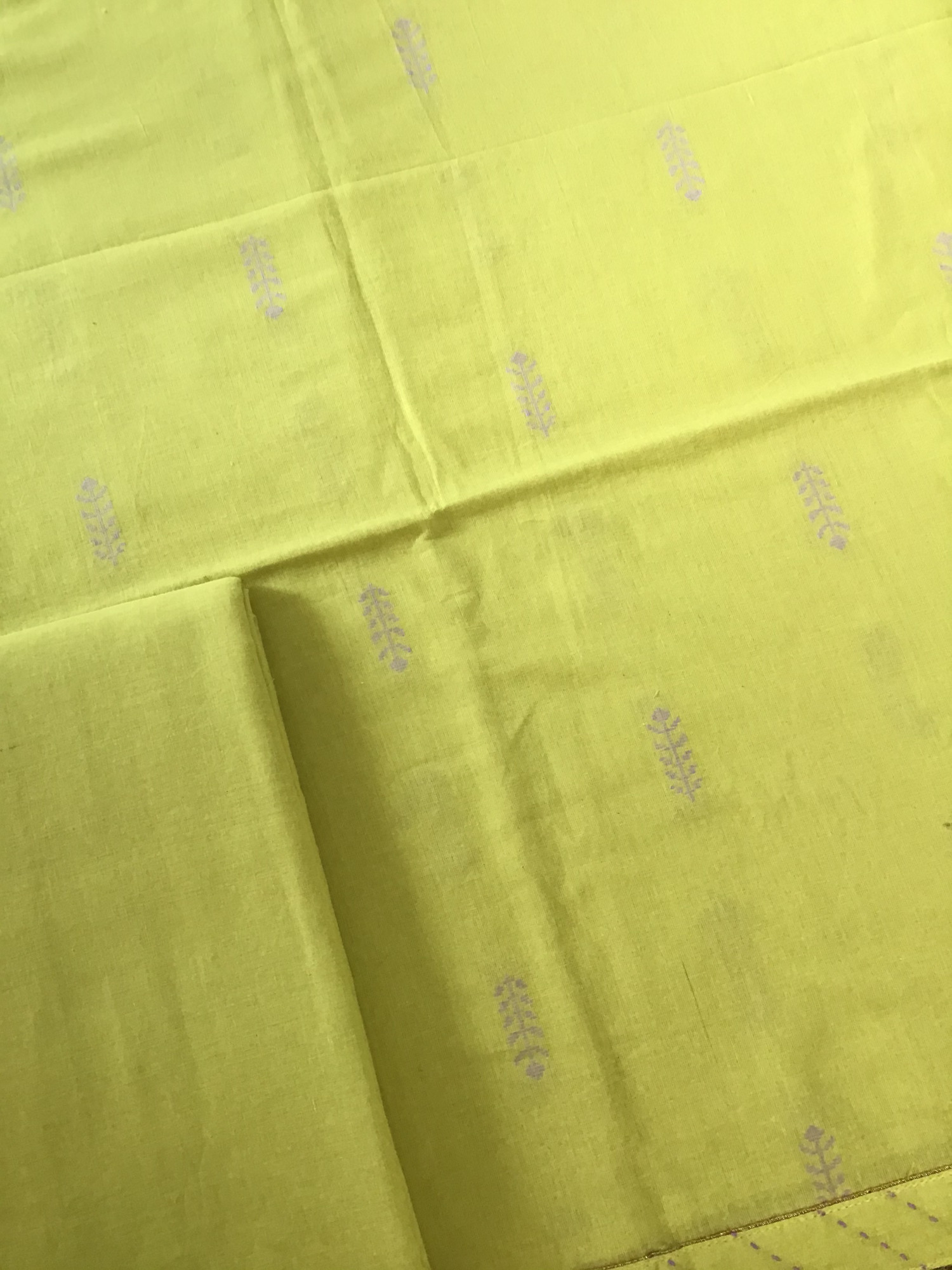 Pure Fine Handloom Cotton Self Weaved Suit - Yellow