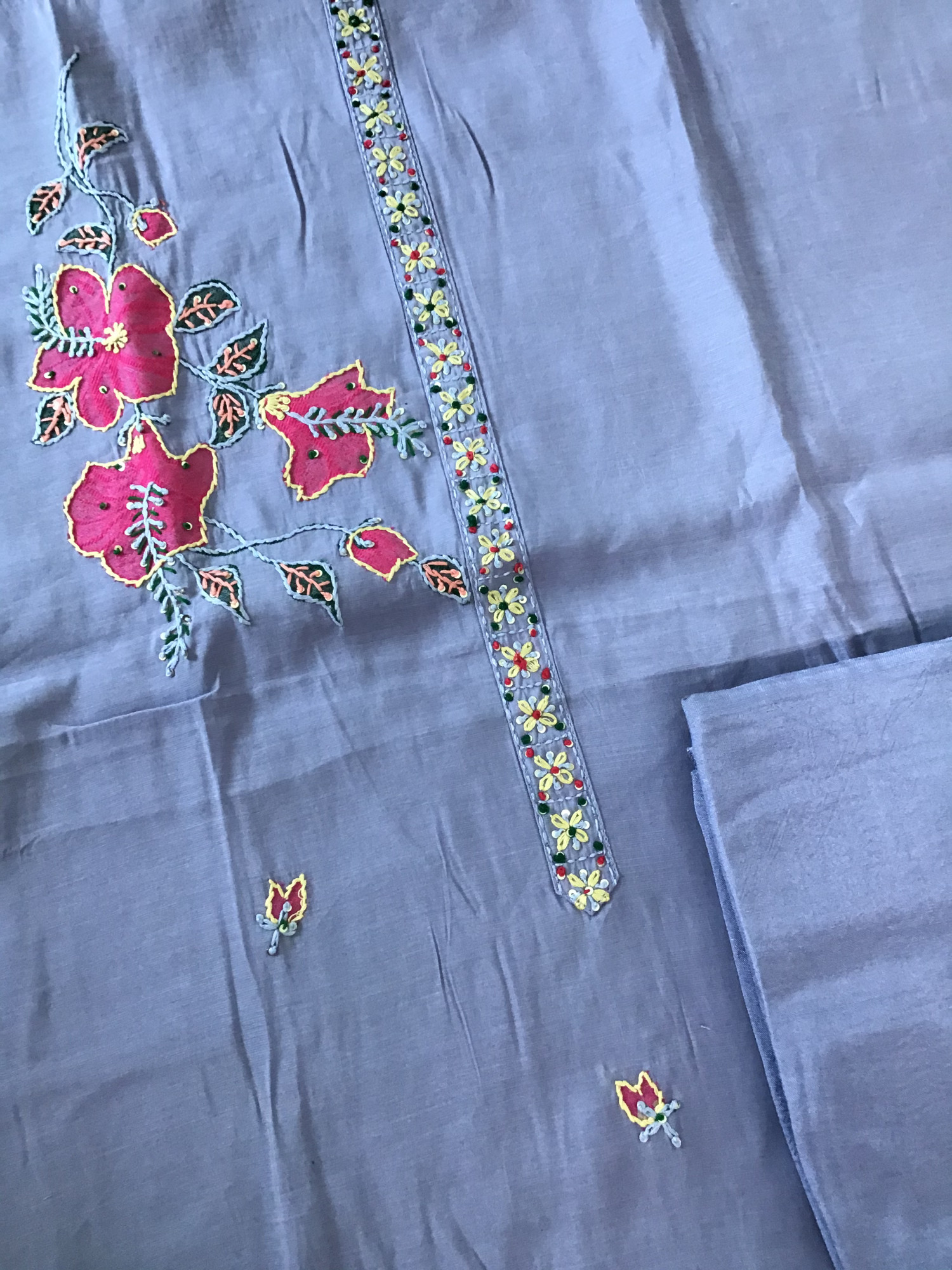 Soft Kora Chanderi Jamdani Weaved Embroidered Suit - Purple