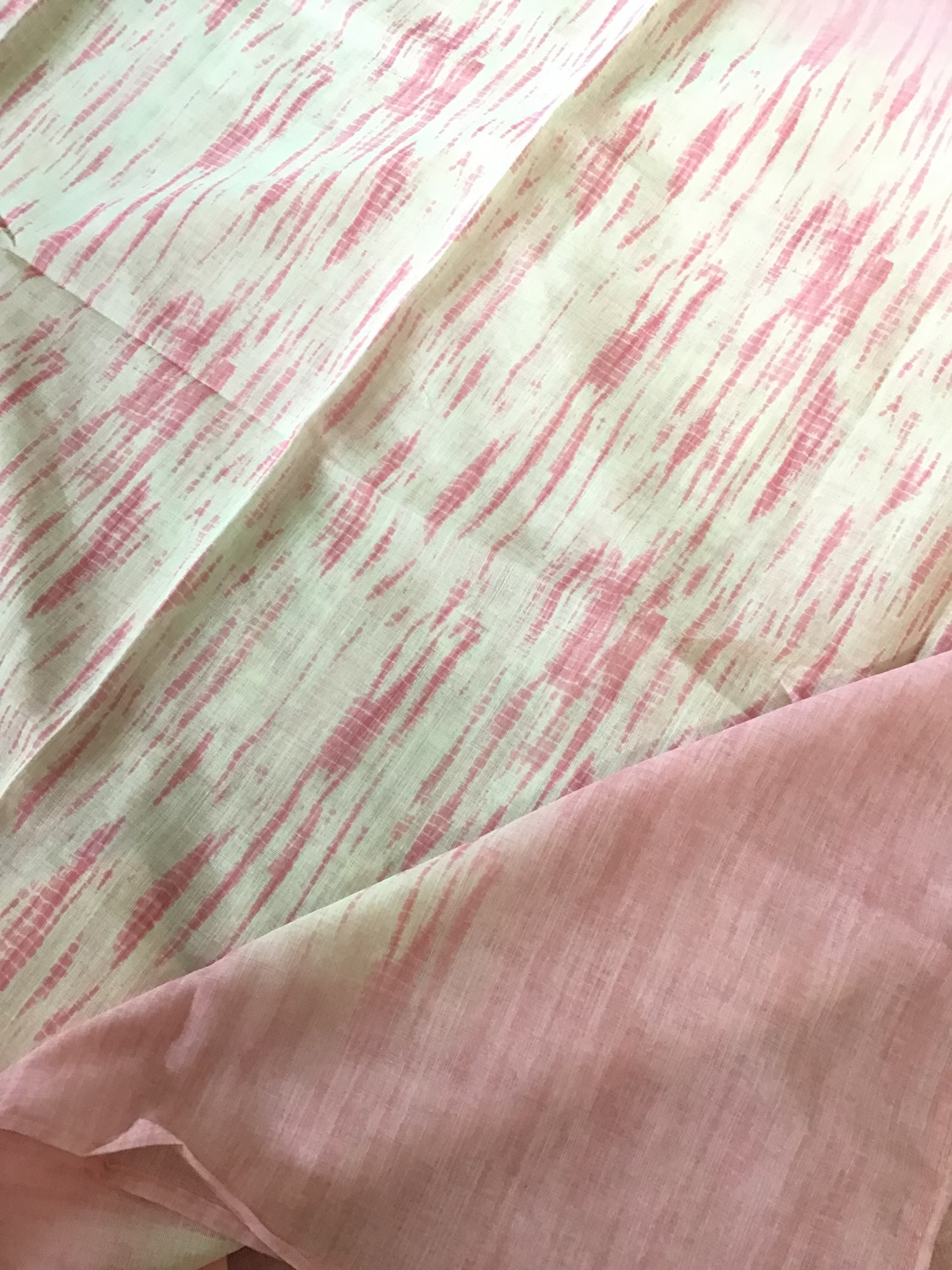 Soft Semi Linen Jute Cotton Printed Embroidered Suit - Pink