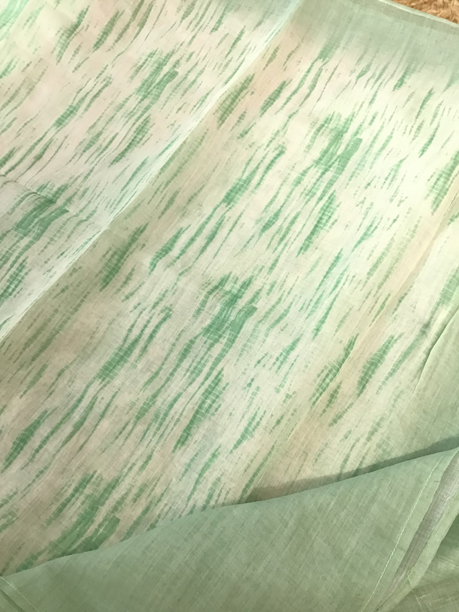 Soft Semi Linen Jute Cotton Printed Embroidered Suit - Green