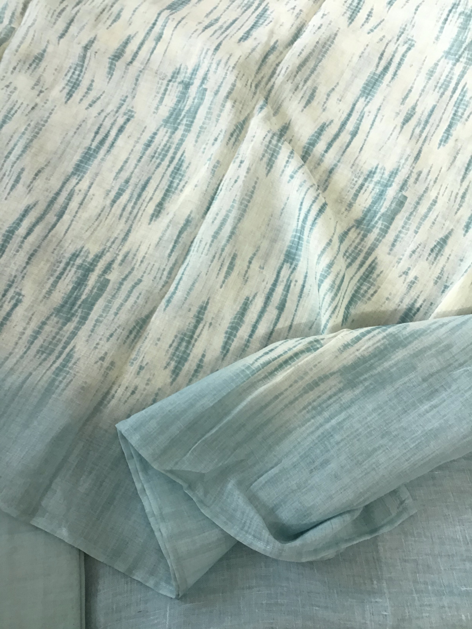 Soft Semi Linen Jute Cotton Printed Embroidered Suit - Blue