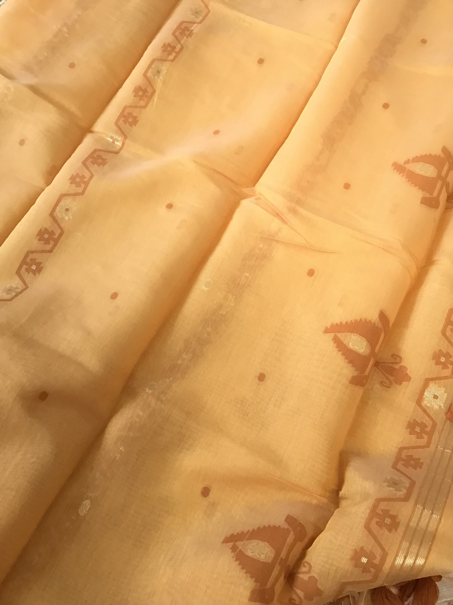 Soft Slub Chanderi Jamdani Weaved Embroidered Suit - Yellow