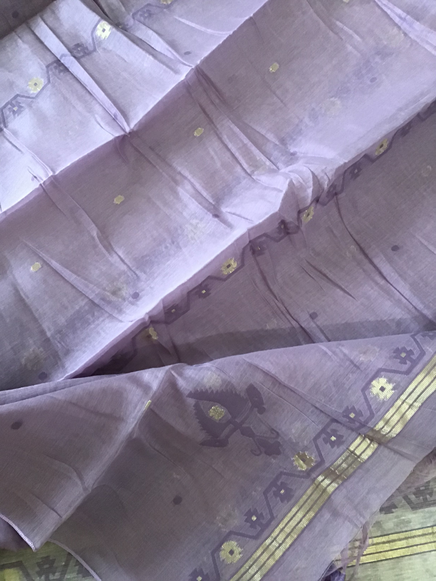 Soft Slub Chanderi Jamdani Weaved Embroidered Suit - Purple