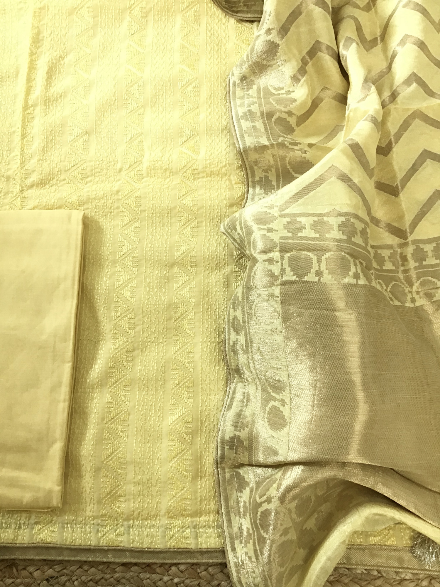 Pure Muslin Embroidered Suit - Yellow