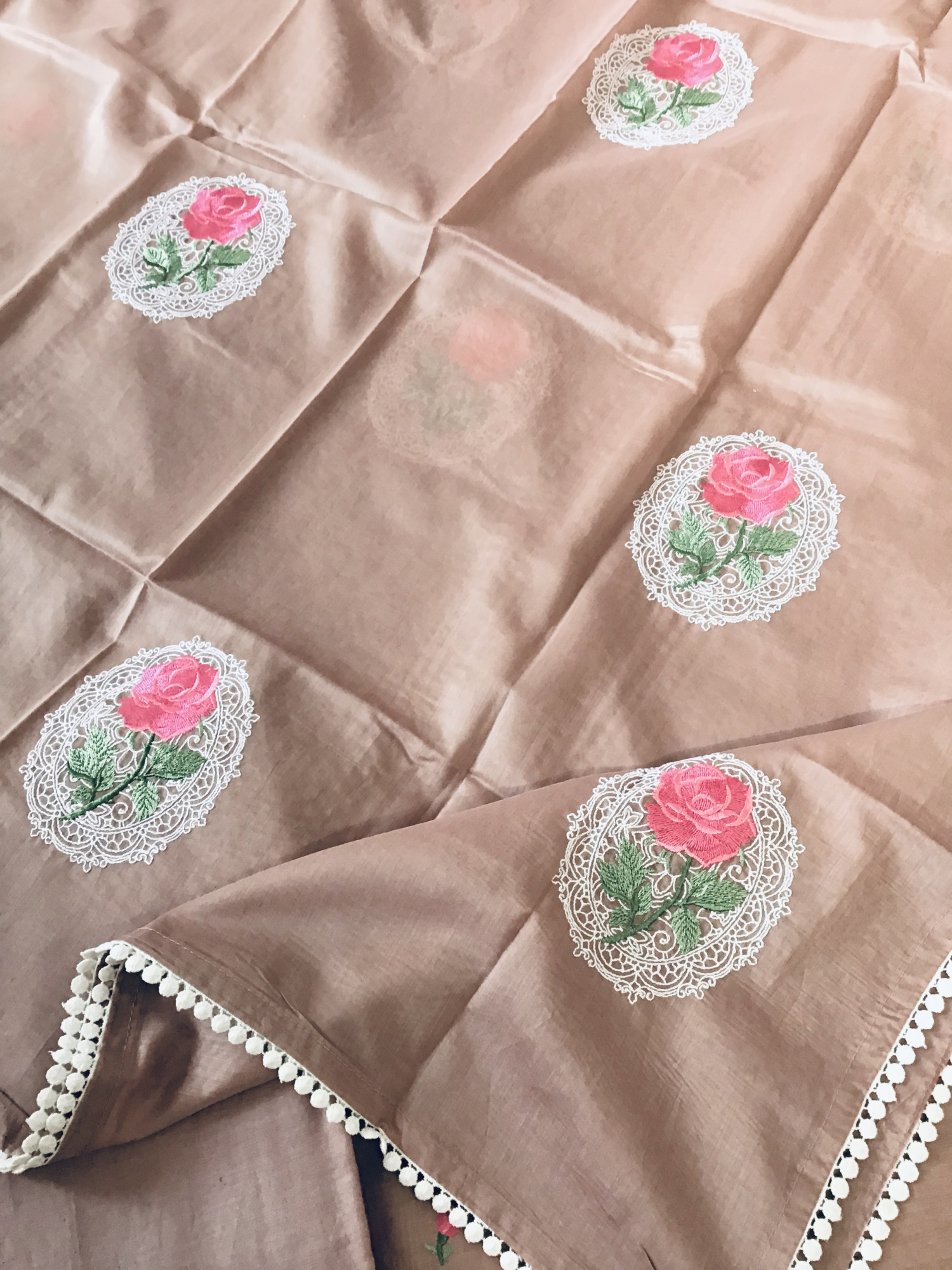 Soft Chanderi Embroidered Suit - Onion Pink