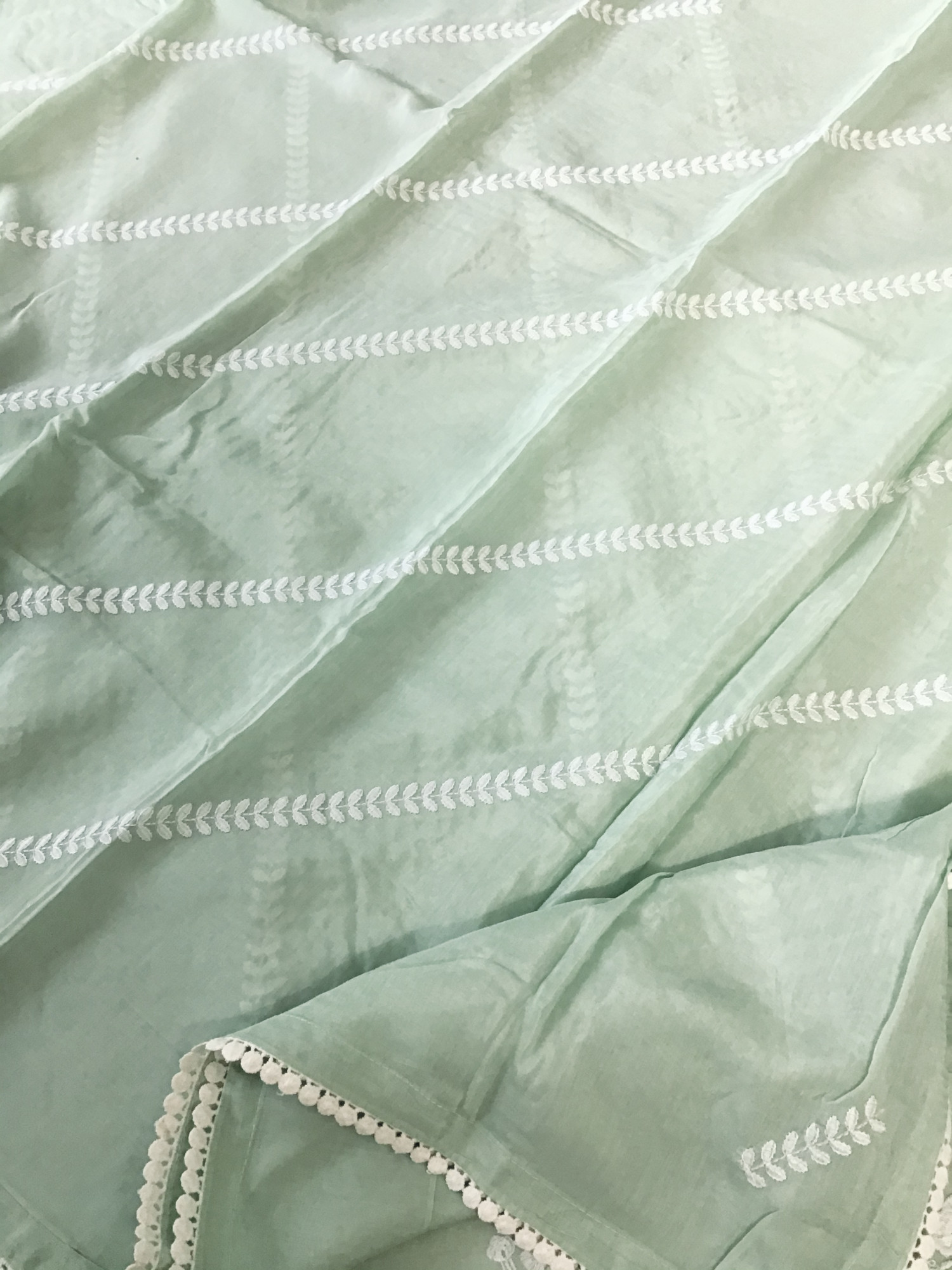 Pure Muslin Embroidered Suit - Green
