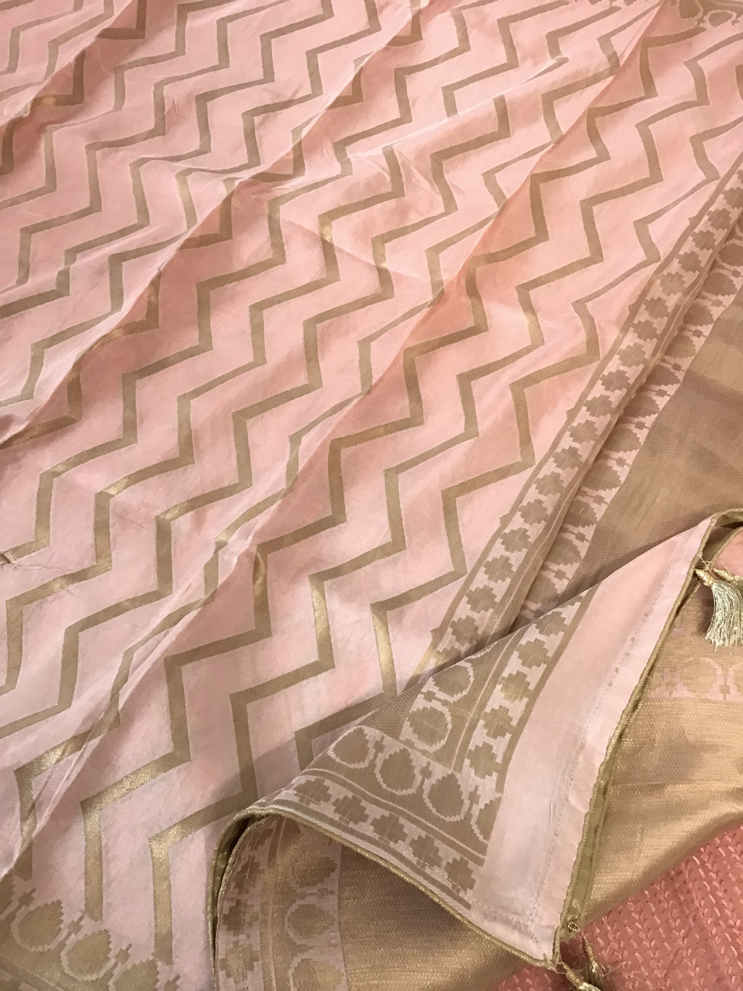 Pure Muslin Embroidered Suit - Peach