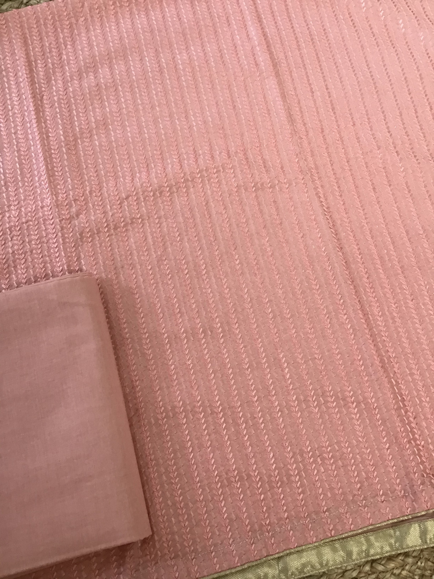 Pure Muslin Embroidered Suit - Peach