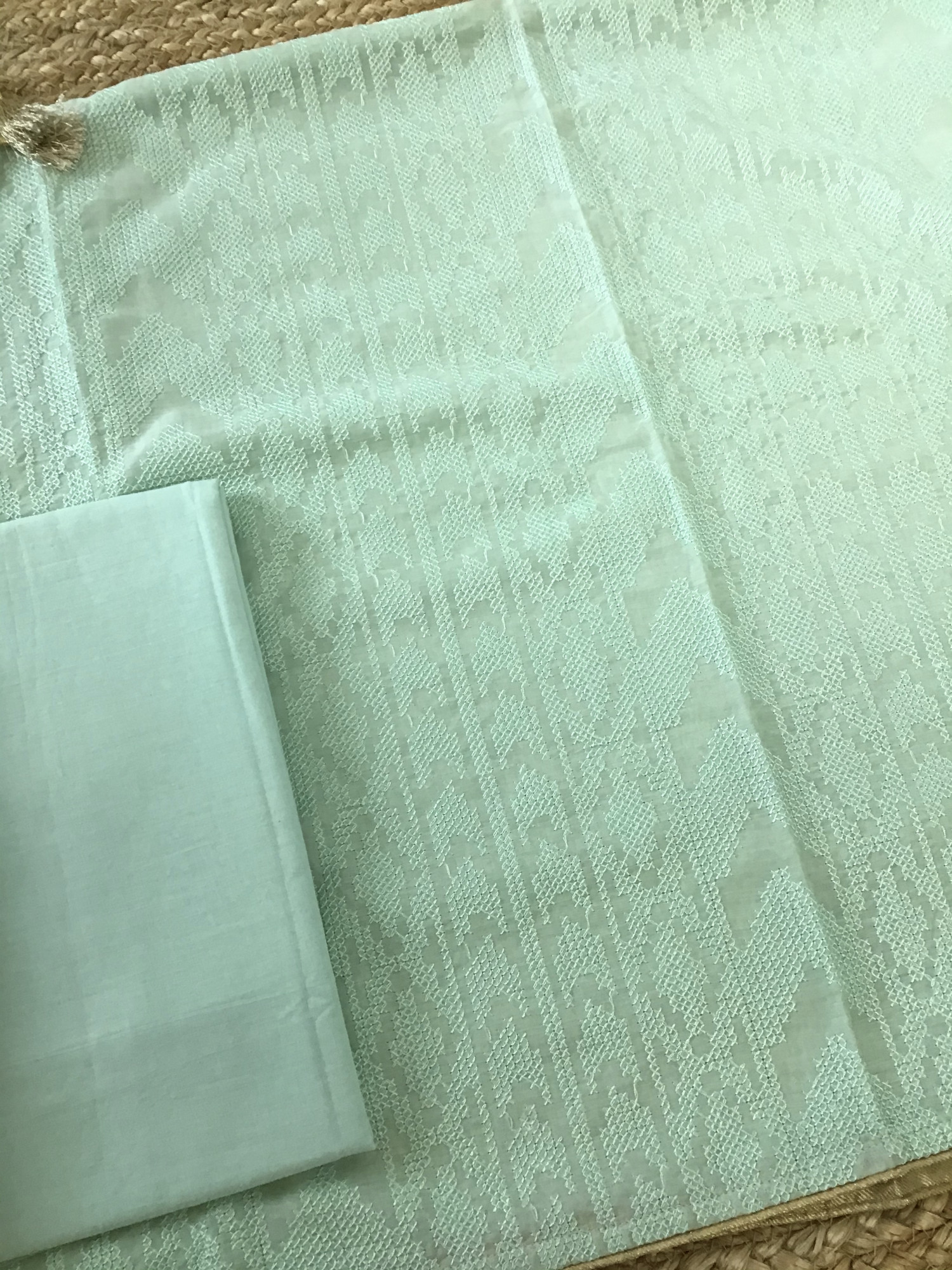 Pure Muslin Embroidered Suit - Green