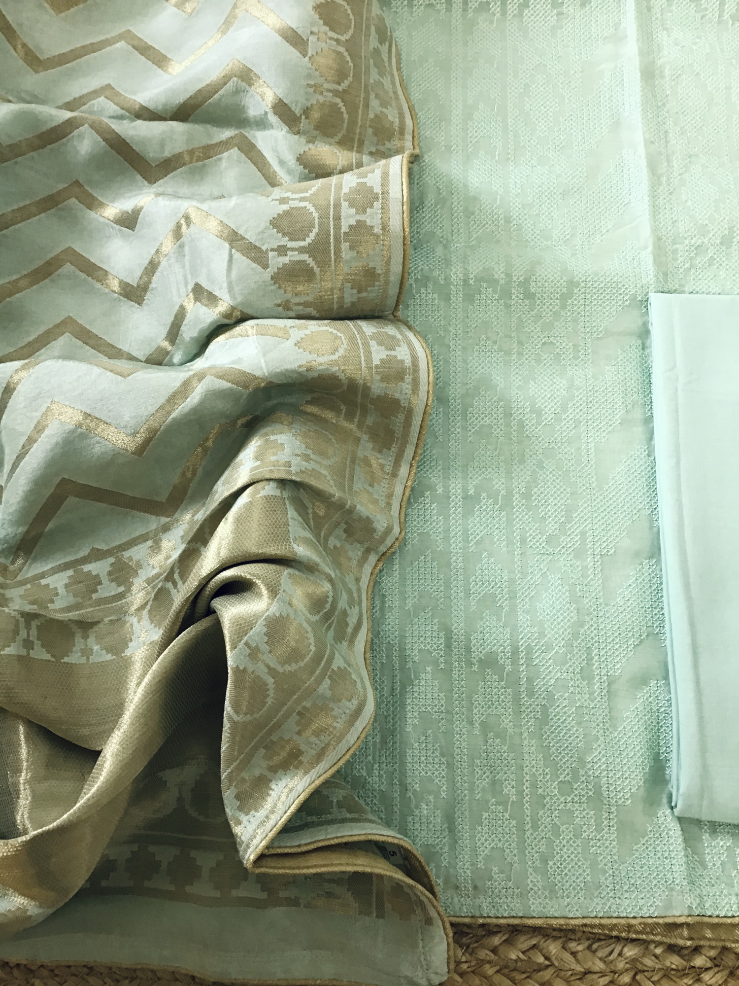 Pure Muslin Embroidered Suit - Green