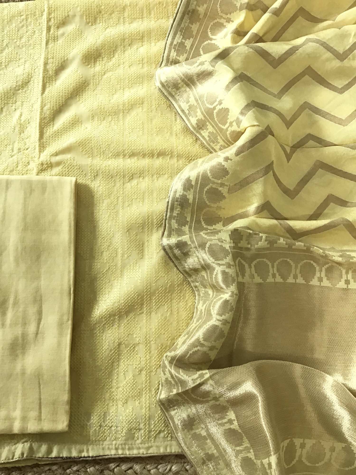 Pure Muslin Embroidered Suit - Yellow