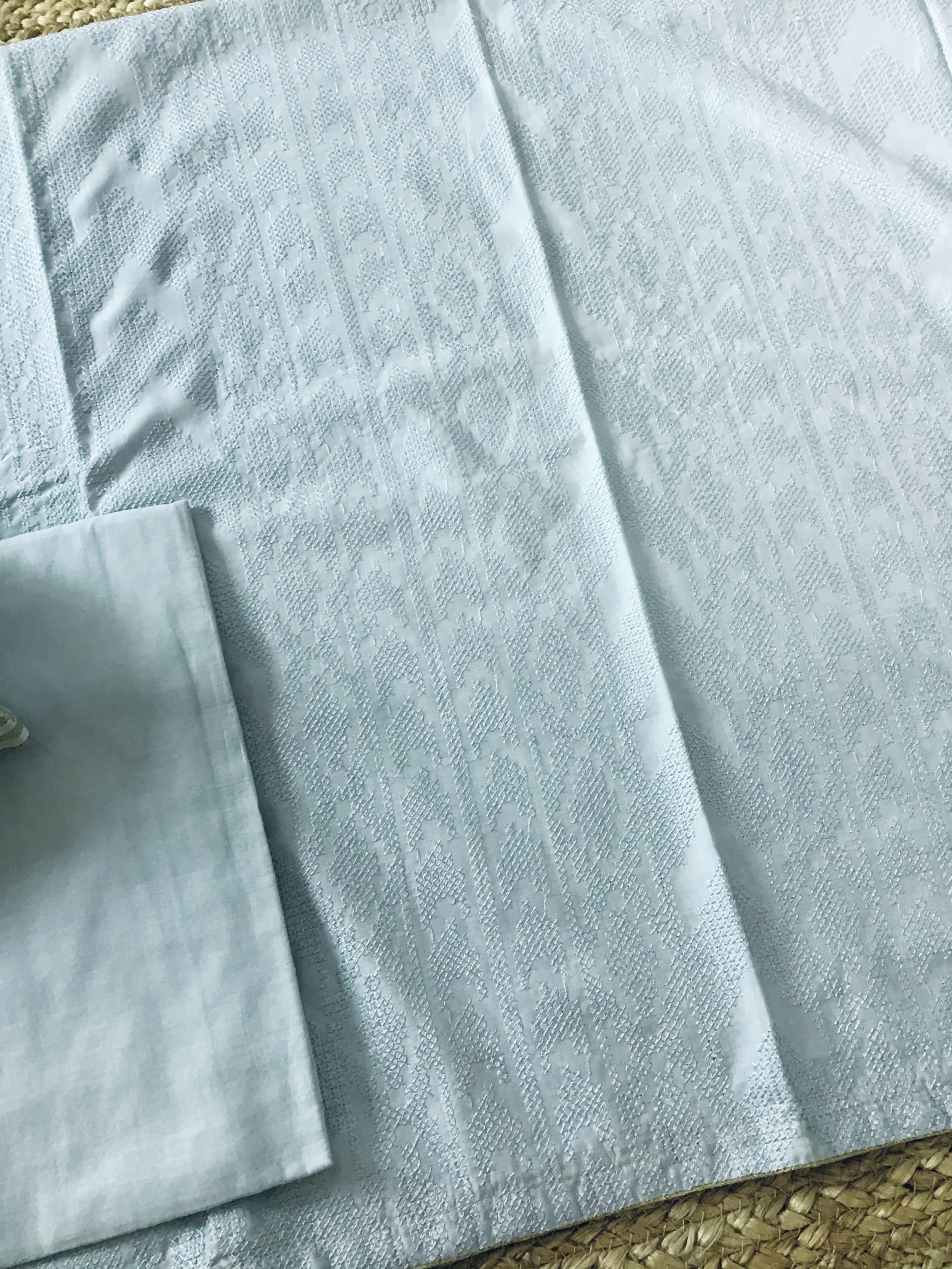 Pure Muslin Embroidered Suit - Grey