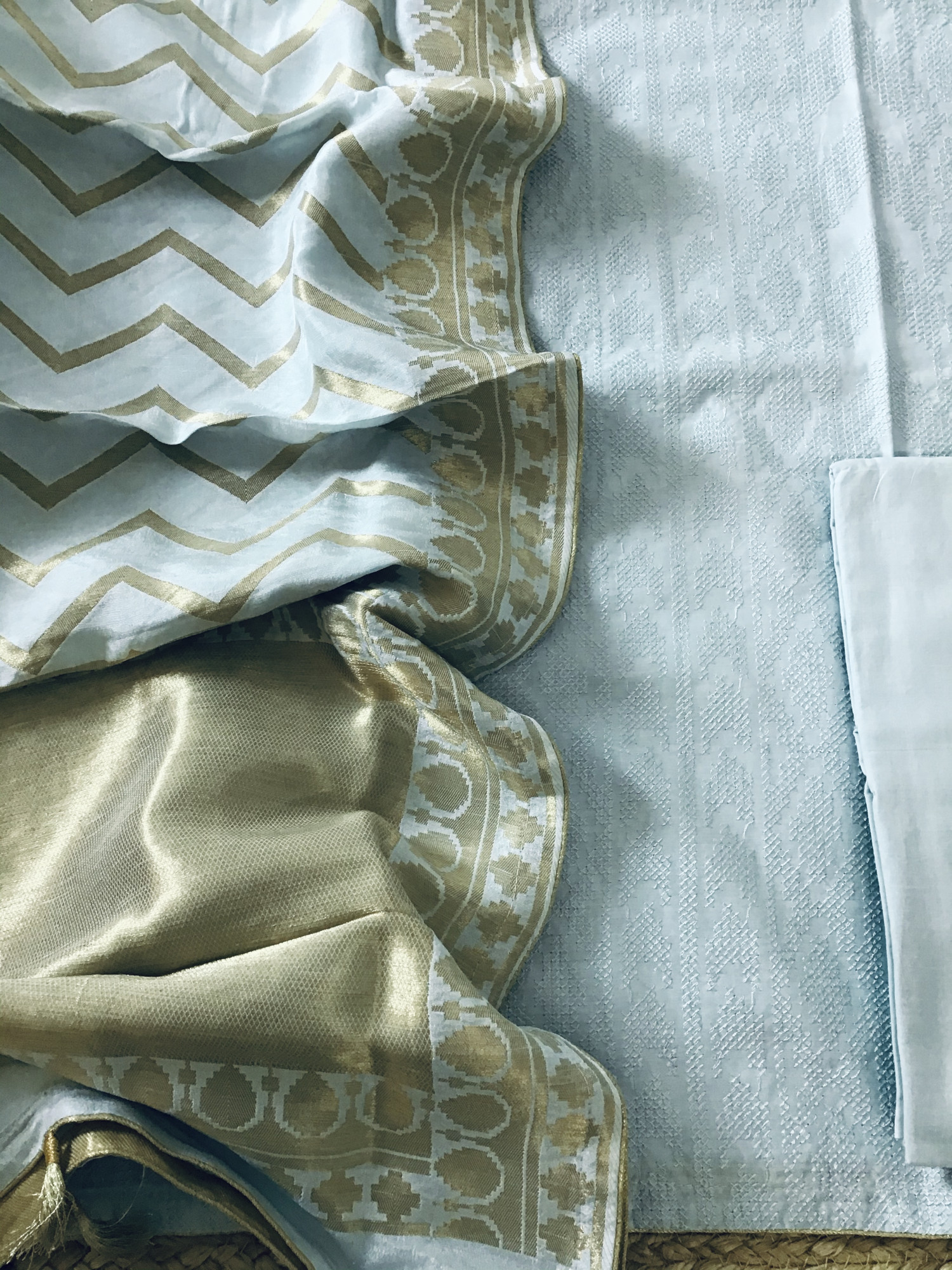 Pure Muslin Embroidered Suit - Grey