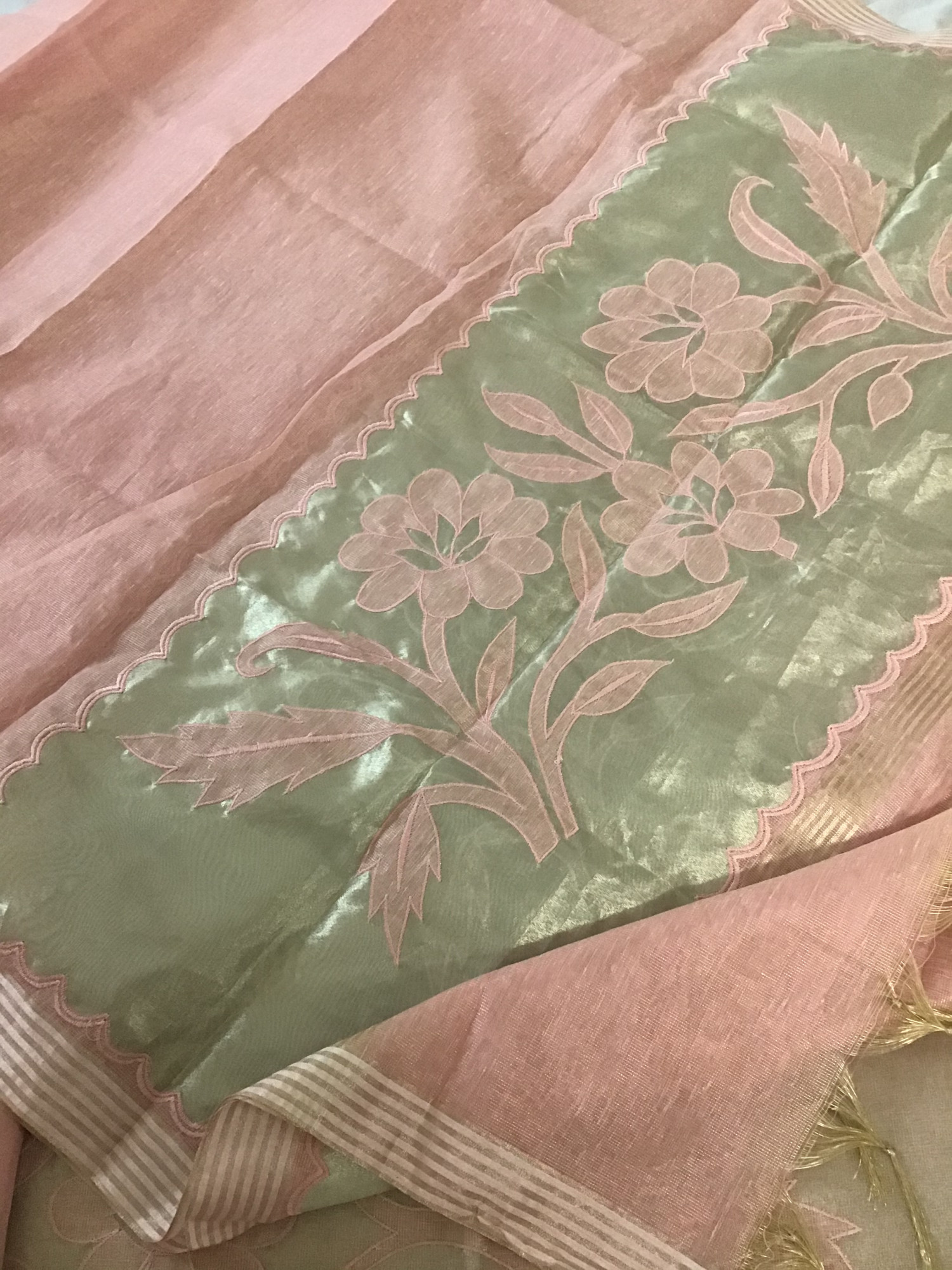 Soft Tissue Chanderi Embroidered Suit - Pink