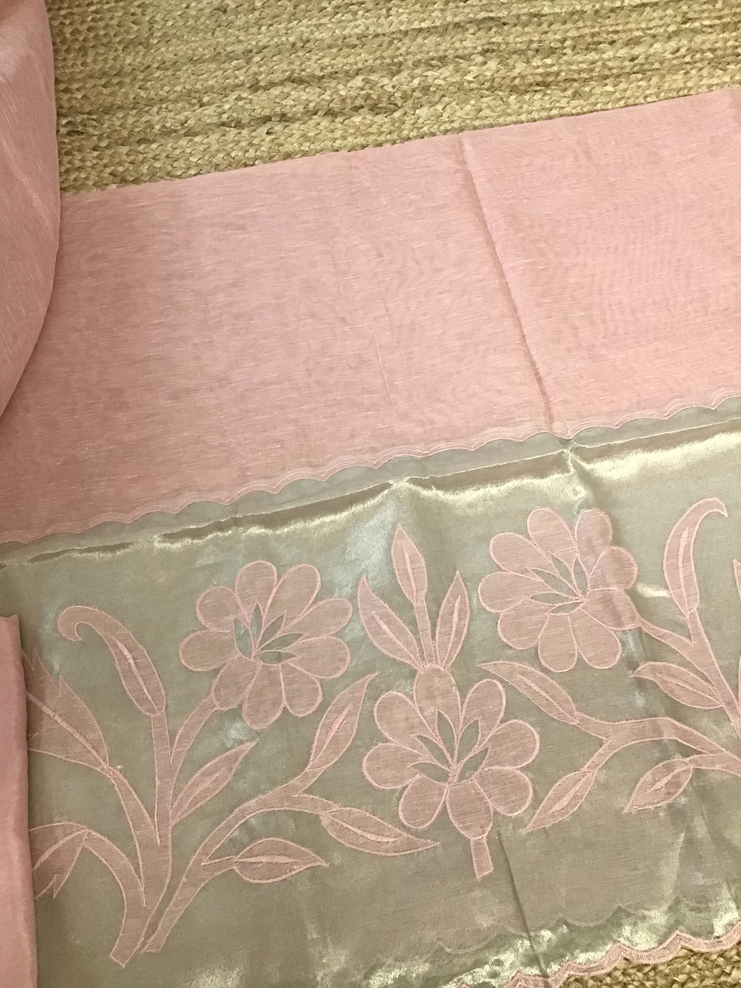 Soft Tissue Chanderi Embroidered Suit - Pink