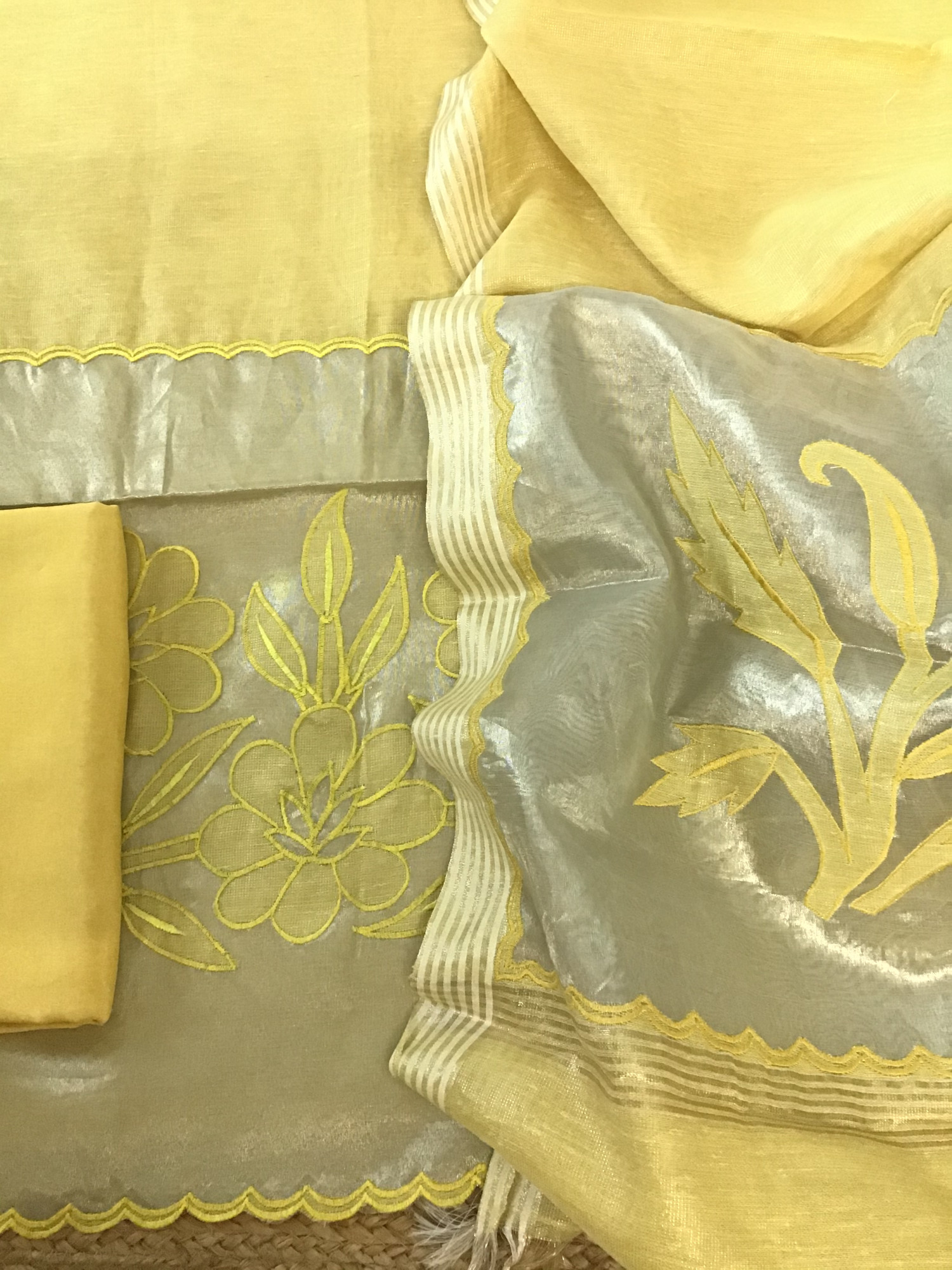 Soft Tissue Chanderi Embroidered Suit - Yellow