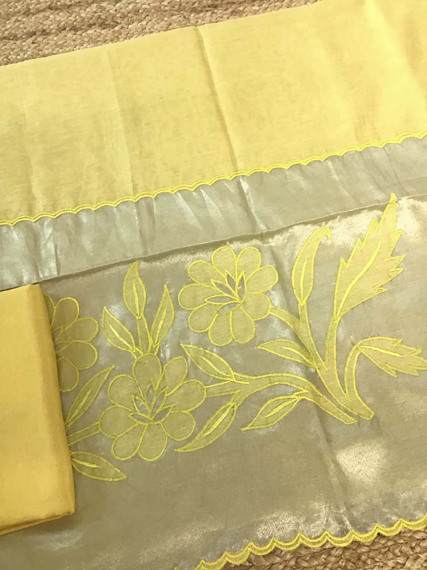 Soft Tissue Chanderi Embroidered Suit - Yellow