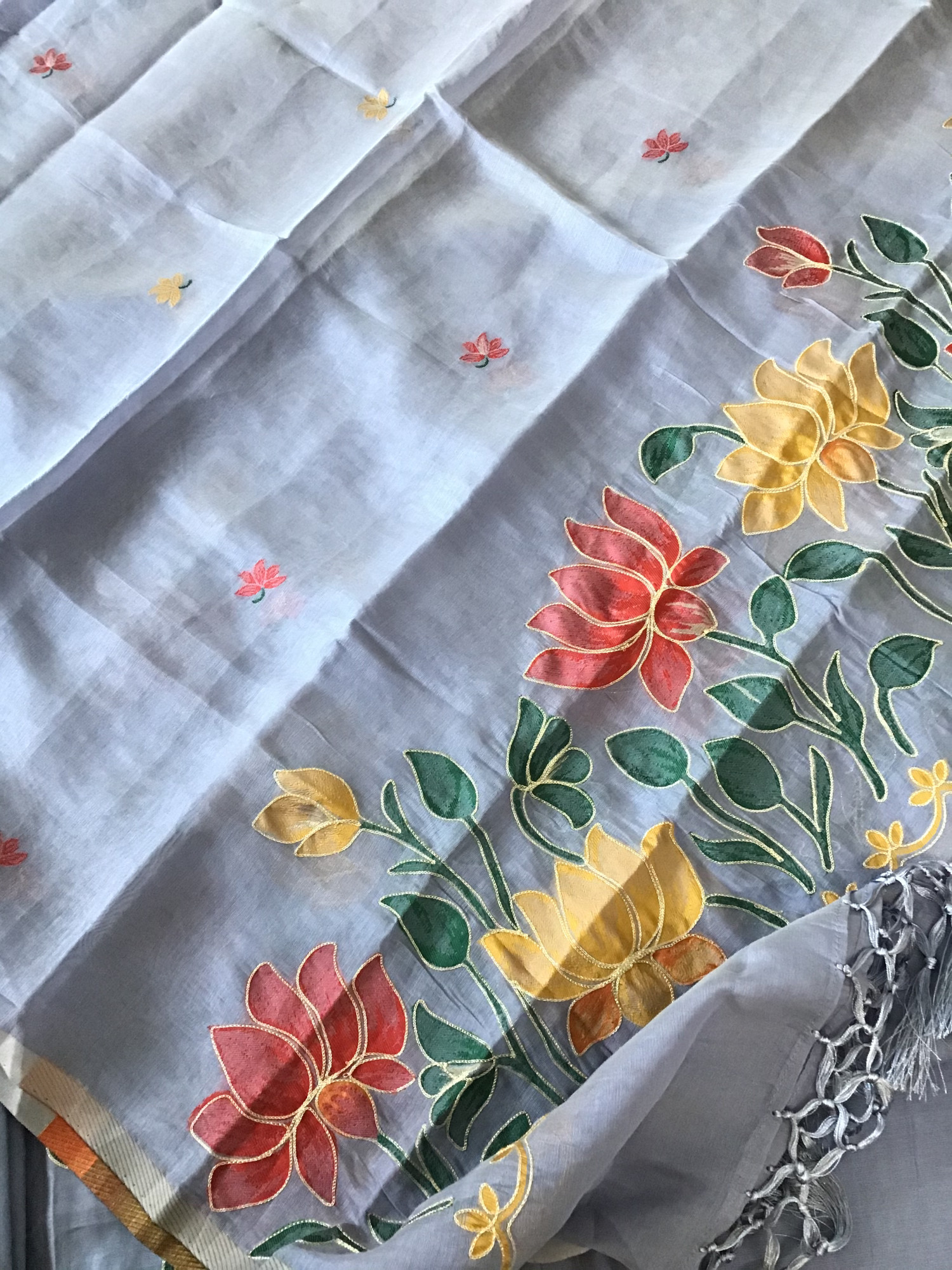 Soft Kora Chanderi Jamdani Weaved Embroidered Suit - Purple