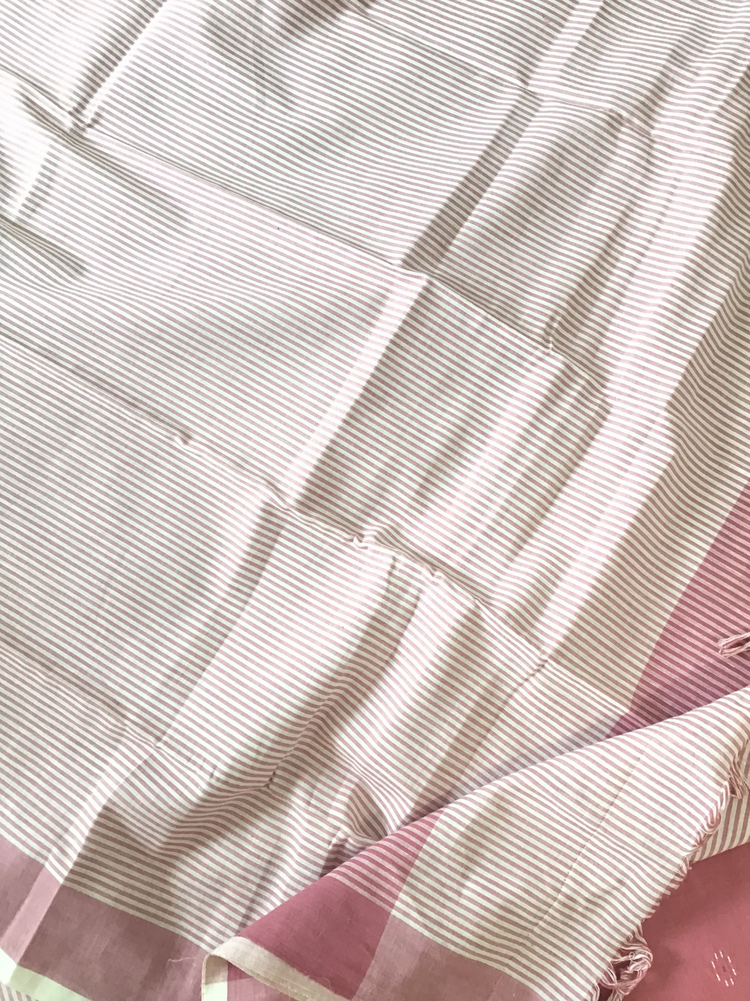 Pure Handloom Cotton Self Weaved Suit - Pink